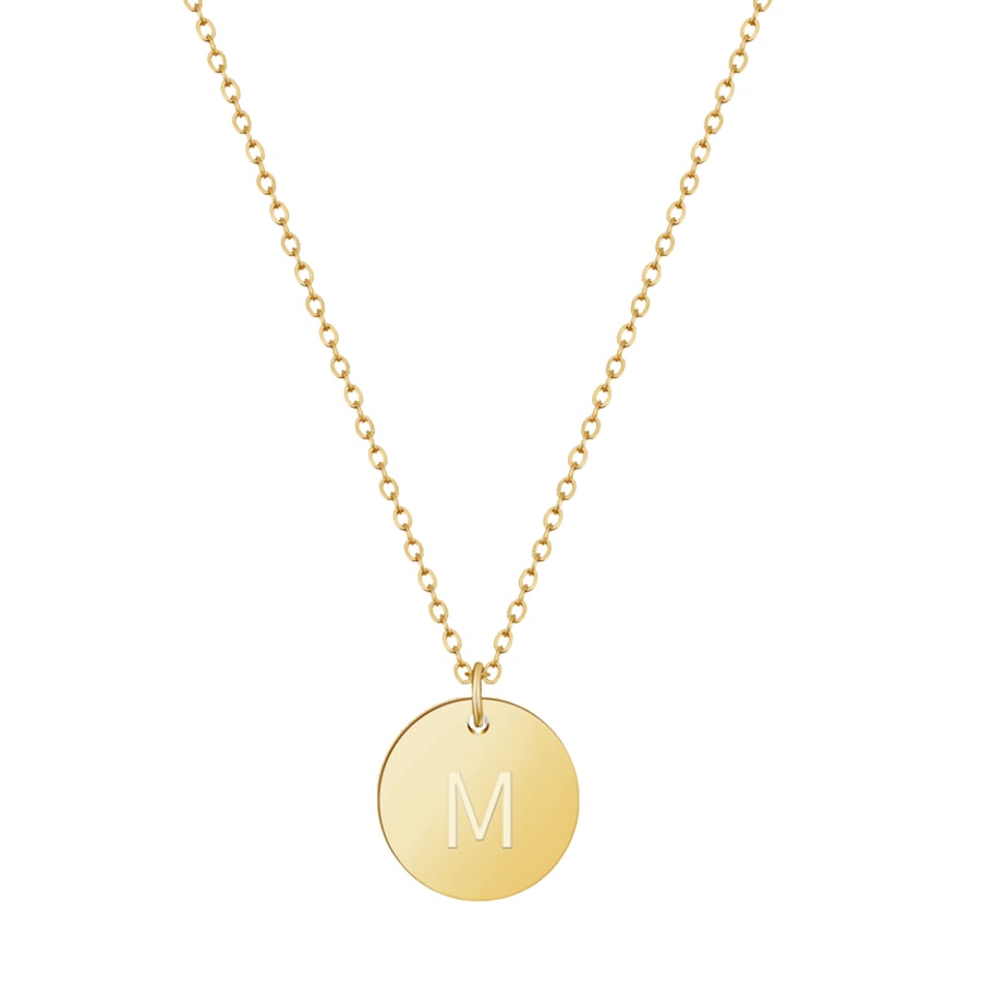 GOOD.designs Namenskette 18 K vergoldet mit Buchstaben-Coin M Onesize Damen
