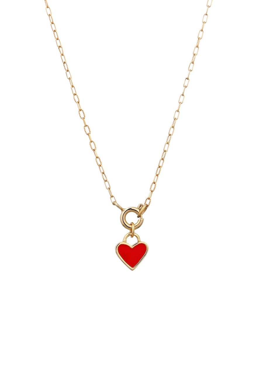 Elli Anhänger Herz Emaille 925 Sterling Silber goldfarben Damen