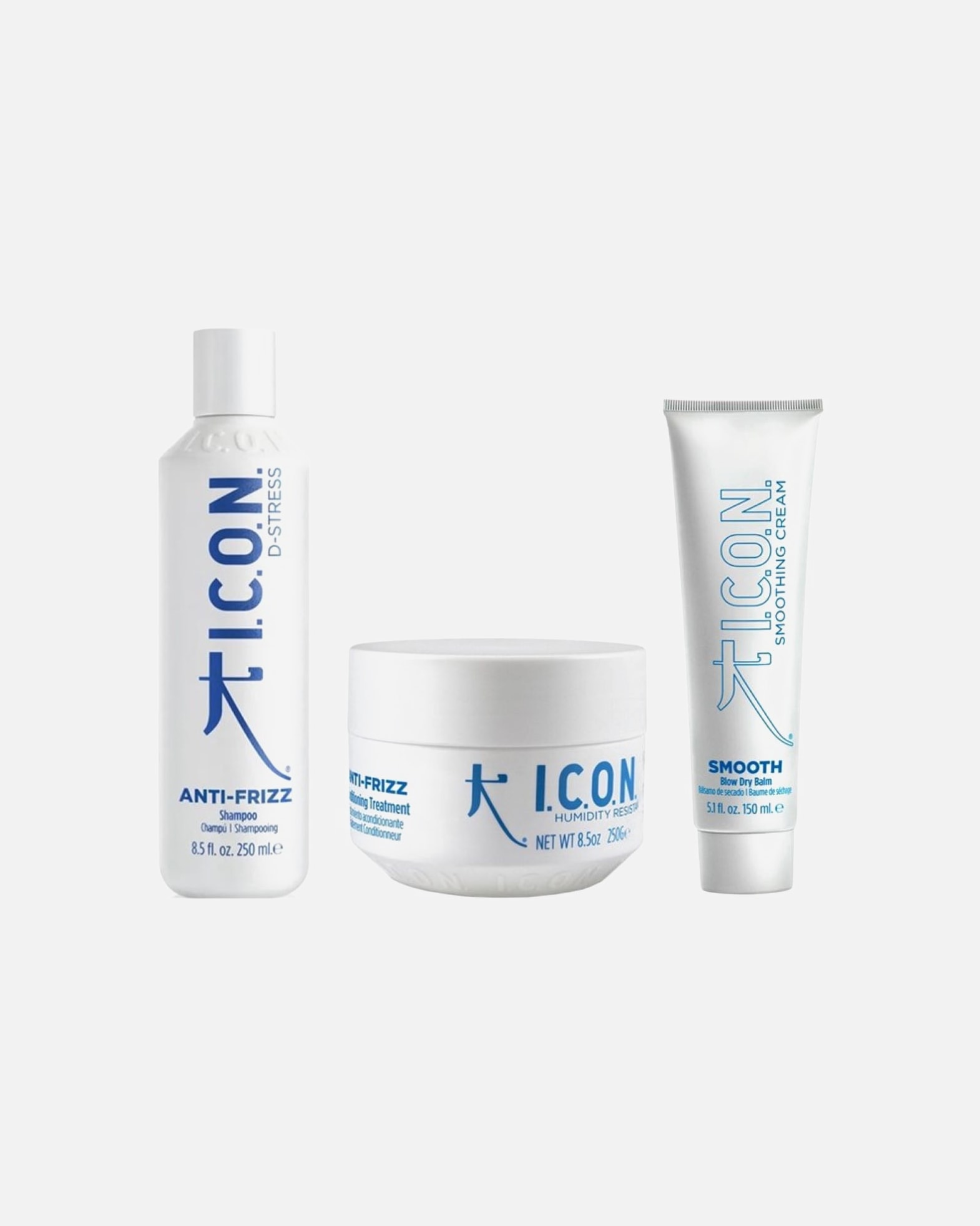 Haarpflegeset für Weiblich ICON ANTI-FRIZZ Shampoo + ANTI-FRIZZ Treatment + SMOOTH Set 1 Stück