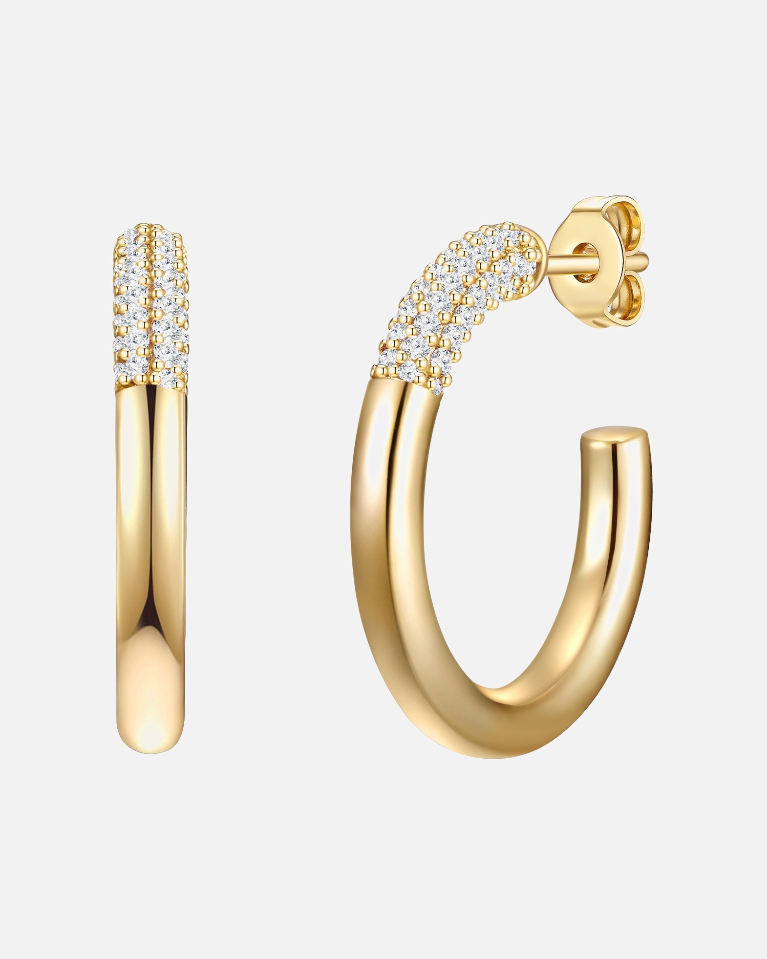Creolen für Weiblich Glanzstücke München Creolen Sterling Silber Zirkonia in Gelbgold 23,1 mm