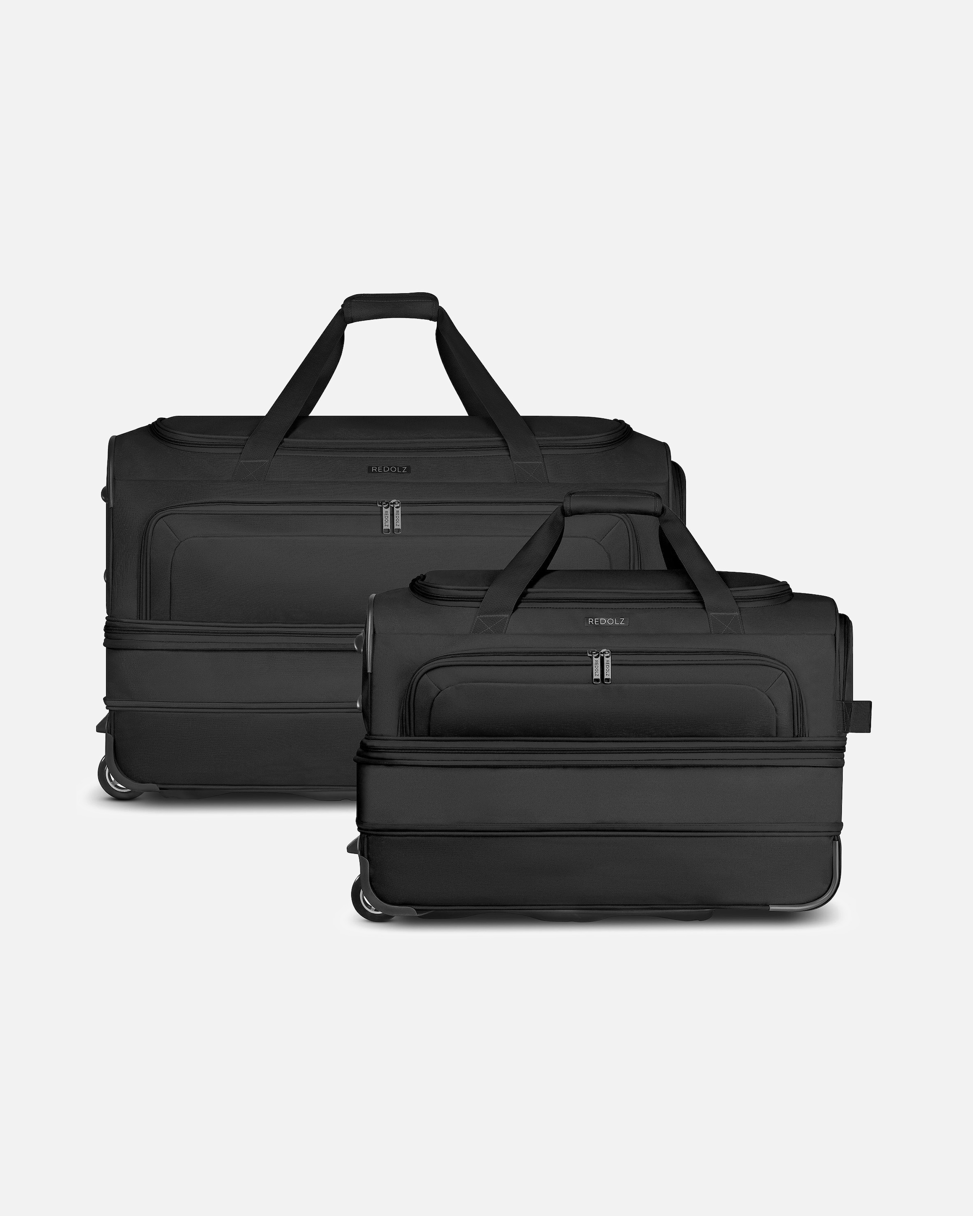 Tasche für Männlich Redolz Duffle Essentials 2-Rollen Reisetasche Set 2 tlg. M+L mit Dehnfalte black