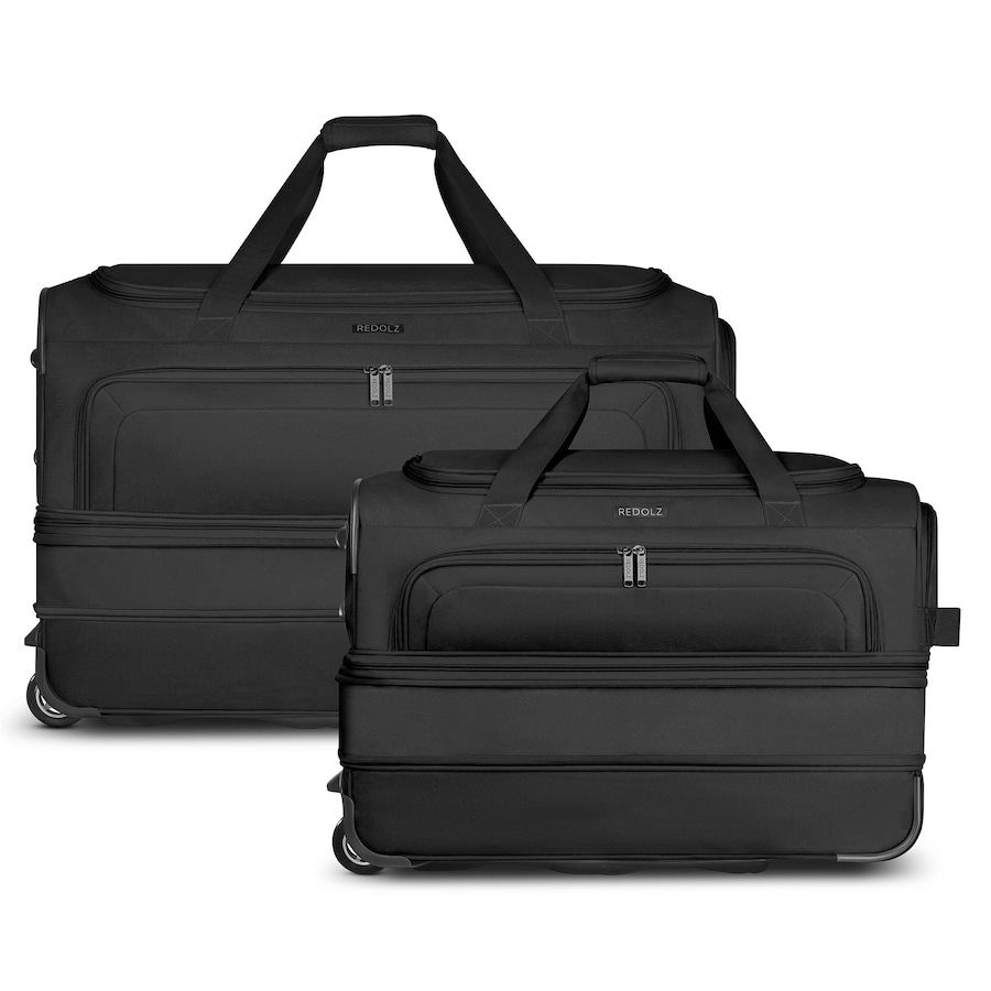 Redolz Duffle Essentials 2-Rollen Reisetasche Set 2 tlg. M+L mit Dehnfalte black Schwarz Herren