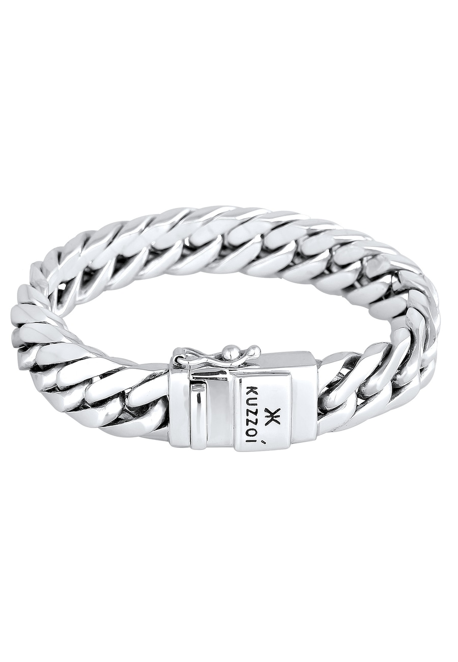 KUZZOI Herren Panzer Massiv Kastenverschluss 925 Silber 19