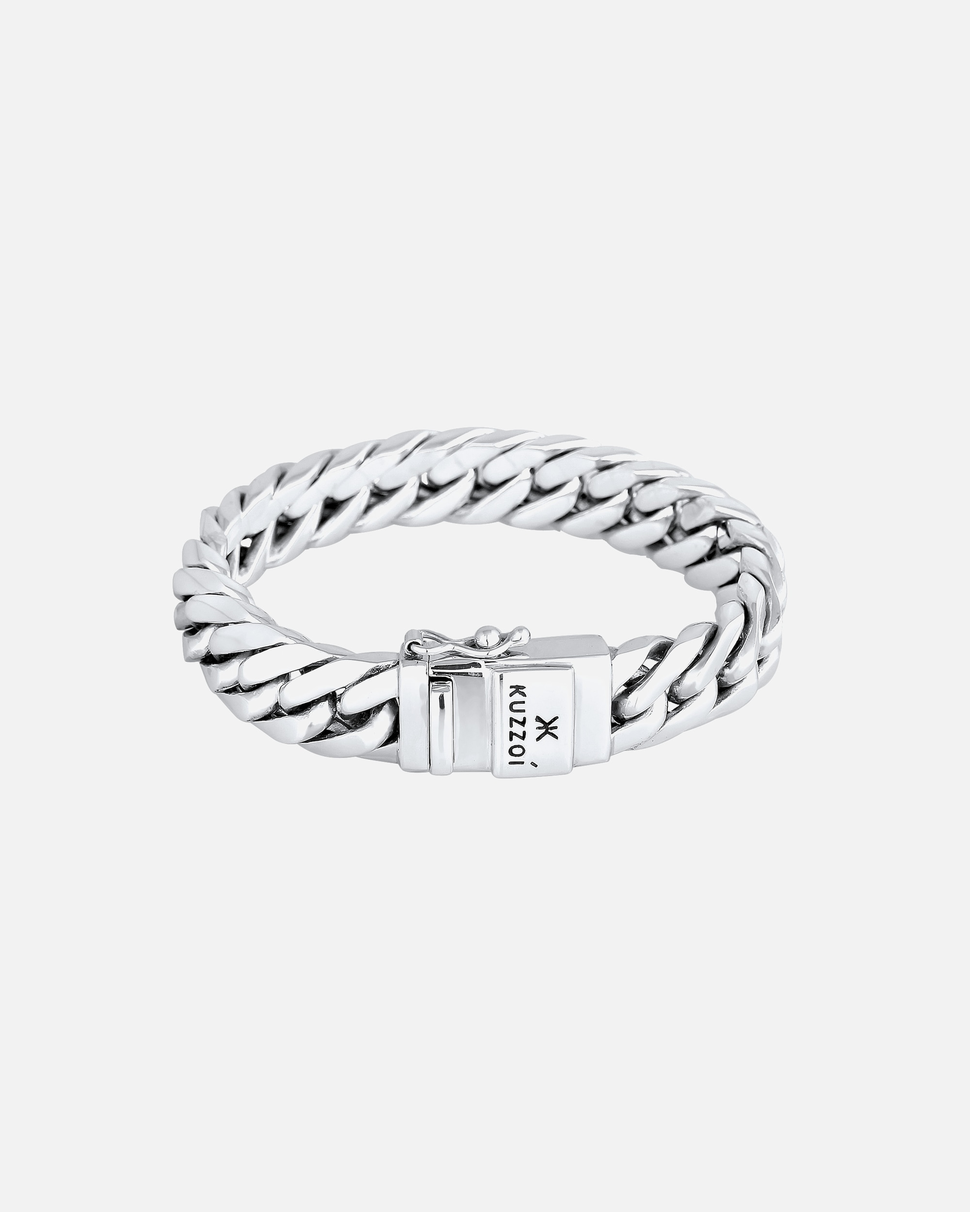 Armband für Männlich KUZZOI Herren Panzer Massiv Kastenverschluss 925 Silber 23