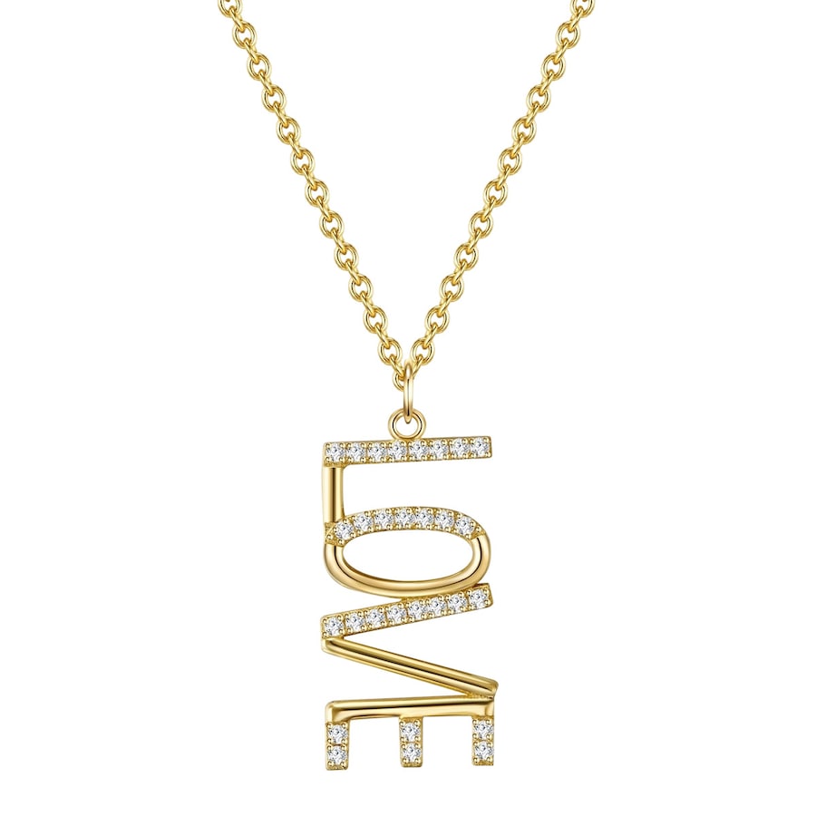 Glanzstücke München Halskette Love Sterling Silber Zirkonia in Gelbgold 40,0 cm Basiskette + 5,0 Verlängerung Damen