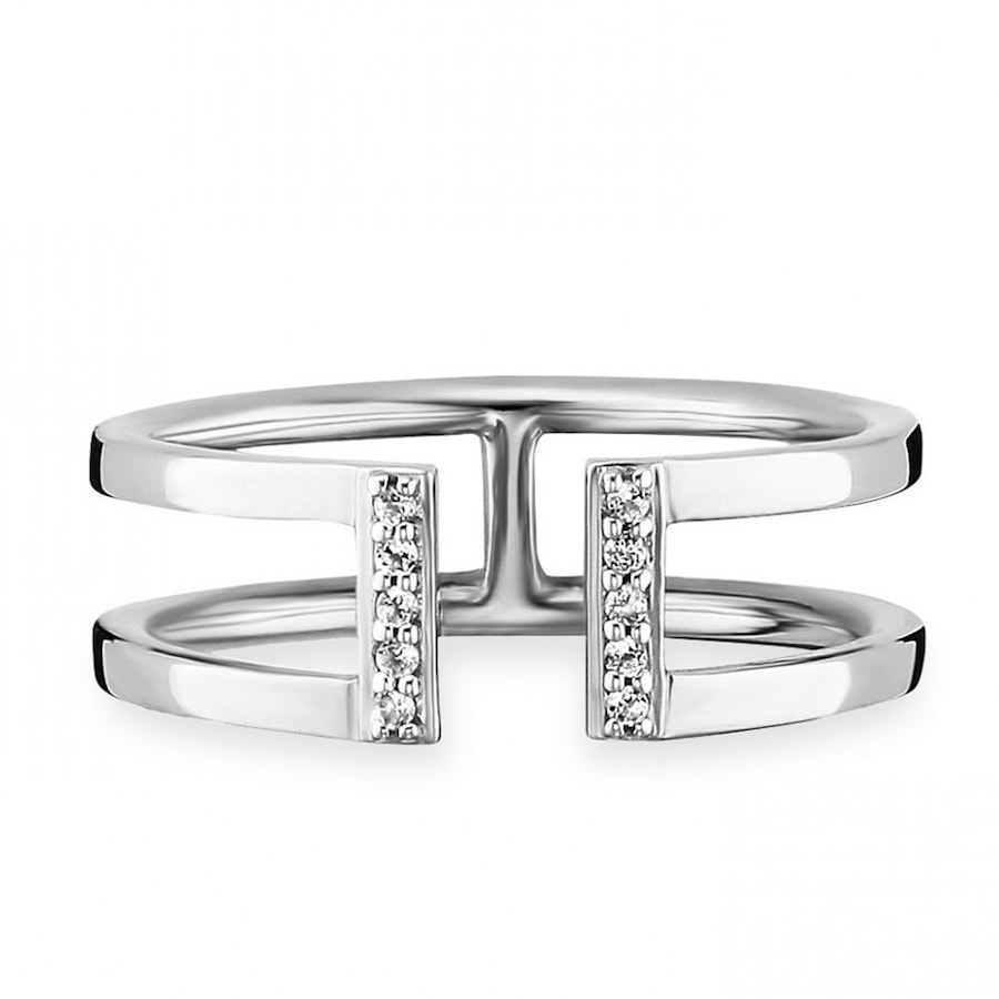 caï Ring 925/- Sterling Silber Topas weiß 0,040ct 058 (18,5) Damen