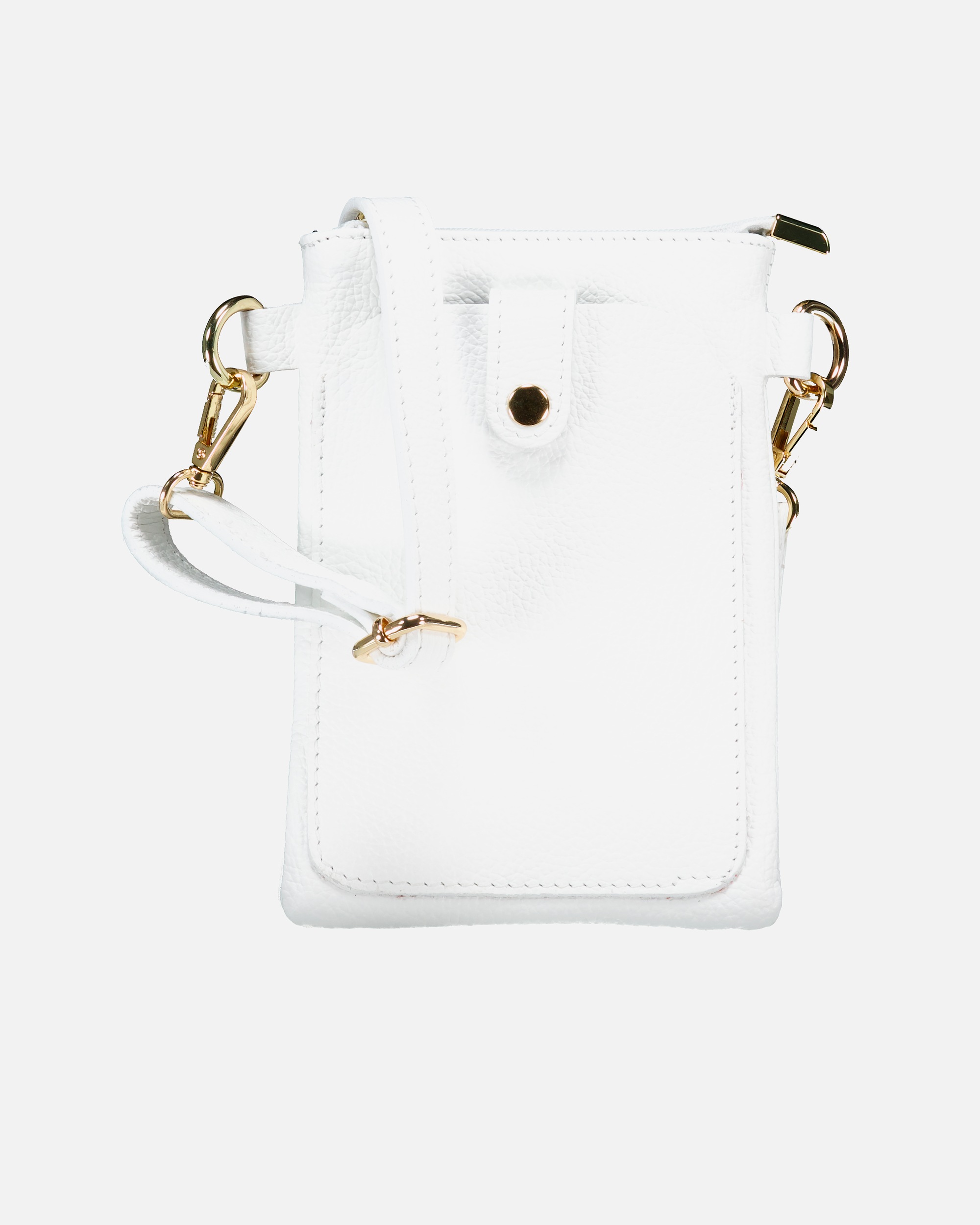 Umhängetasche für Weiblich Hausfelder Manufaktur Umhängetasche / Handytasche mit Goldfittings Weiß