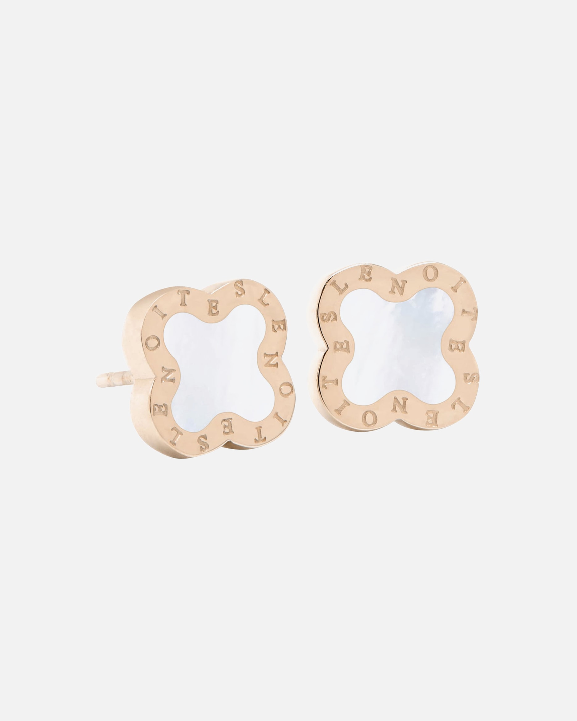 Ohrringe für Weiblich Lenoites Ohrhänger 'Four-leaf Clover Mini' rose gold white