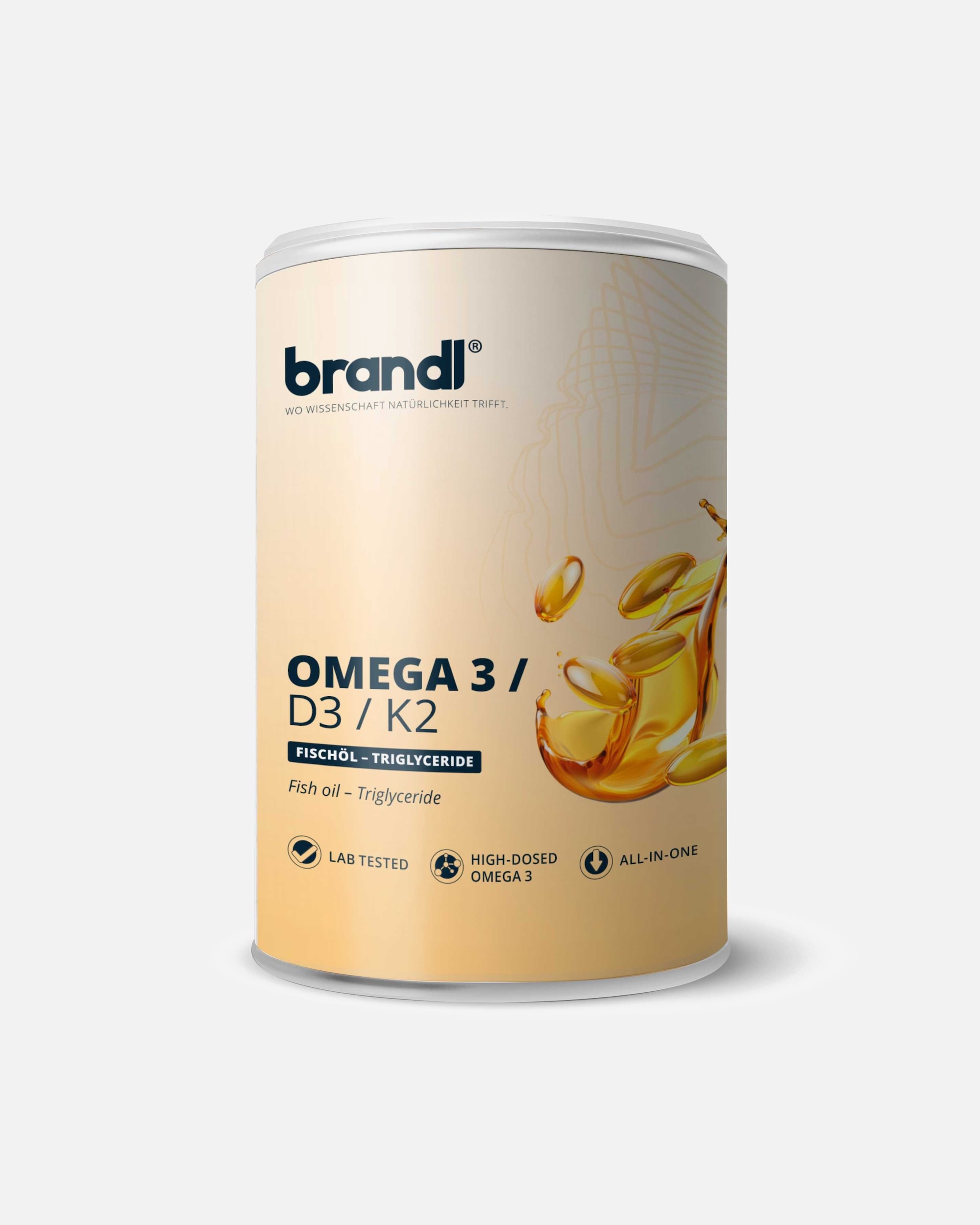 Vitamine für Unisex Brandl Nutrition Omega 3 D3 K2 Kapseln aus Fischöl | EPA DHA im 2:1 Verhältnis 240 Stück
