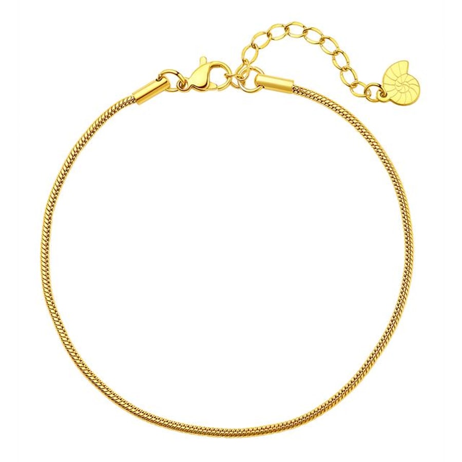 Hey Happiness Runde Schlangen-Kette Fußkettchen, aus Edelstahl Gold Damen