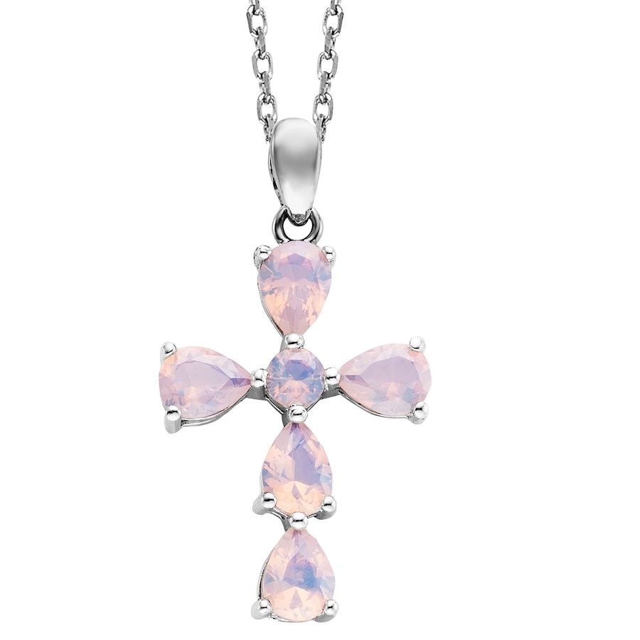 Julie Julsen Anhänger mit Kette 925/- Sterling Silber Zirkonia perlmutt weiß Damen