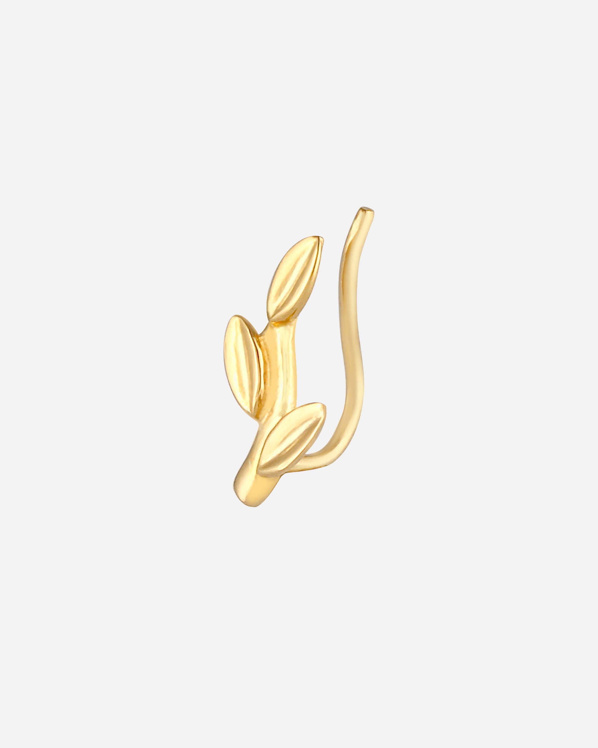 Ear Cuff für Weiblich Elli Single Ear Climber Blatt Leaf Look 925 Silber goldfarben