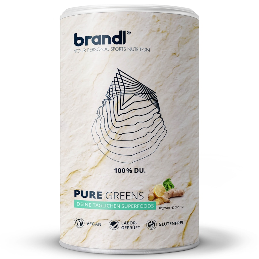 Brandl Nutrition Superfood Greens Pulver mit Ashwagandha, Spirulina-Pulver, Ingwer, Brokkolisprossen uvm. 300 g