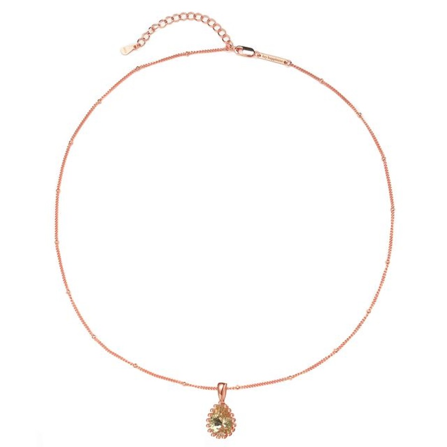 Hey Happiness November Geburtsstein Halskette – 925 Sterling Silber Rosegold Nude Damen