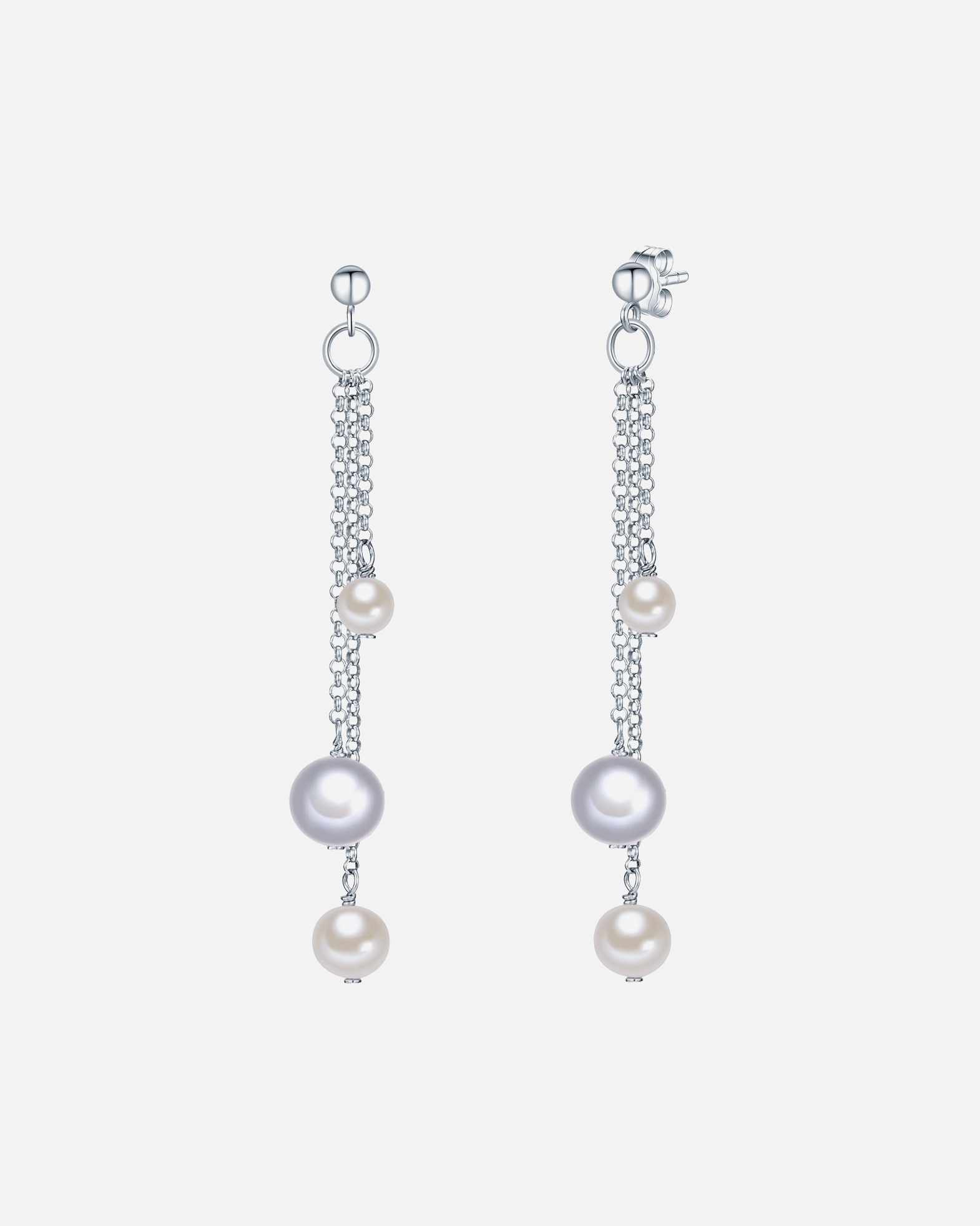 Ohrringe für Weiblich Valero Pearls Perlen-Ohrhänger aus Sterling Silber in silber mit Süßwasser-Zuchtperle 50,0 mm