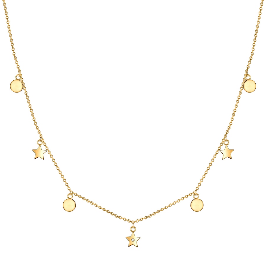 Lulu & Jane Diamant-Kette Kreise/Sterne Sterling Silber Diamant in Gelbgold 42,0 cm Basiskette + 5,0 Verlängerung Damen