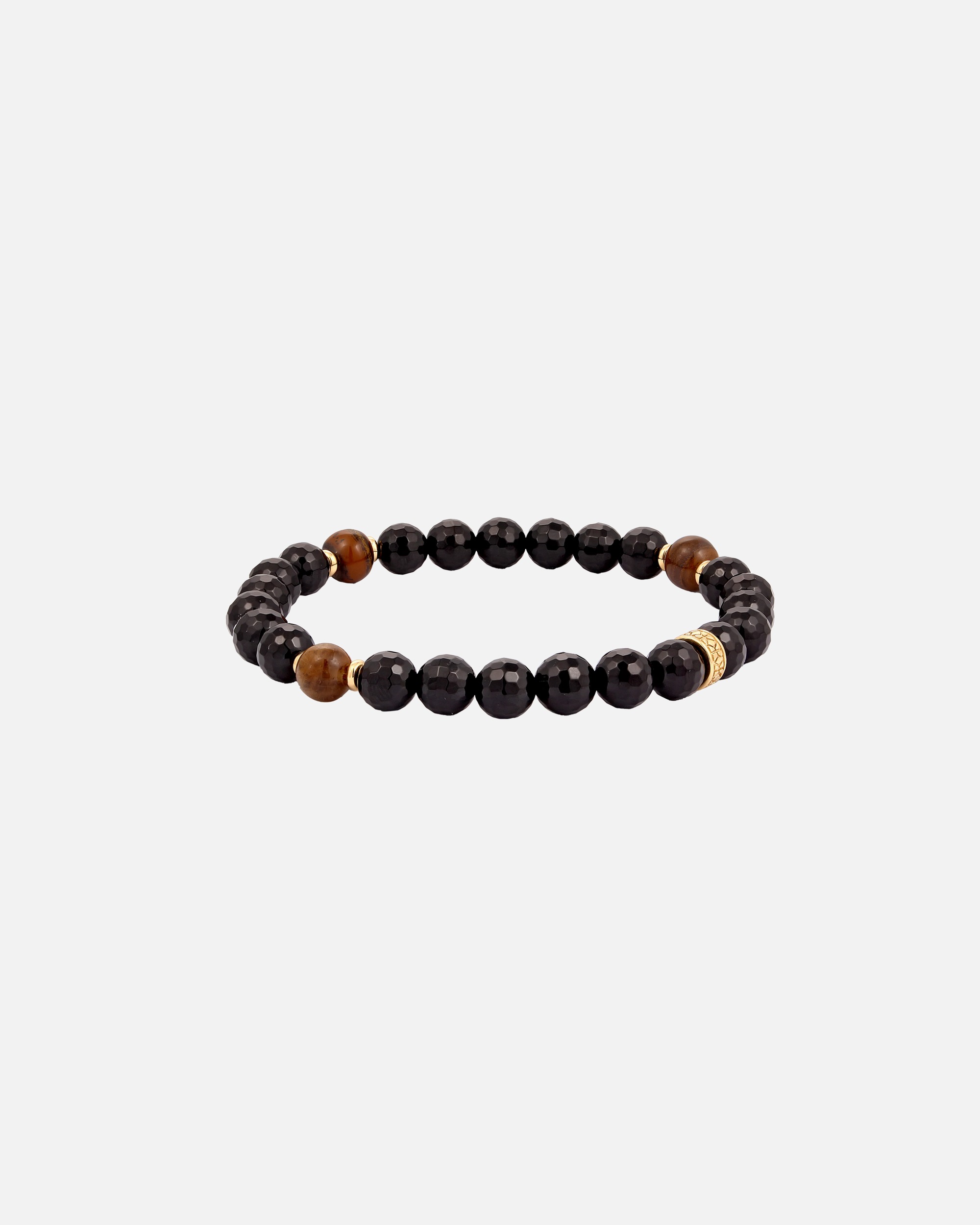 Armband für Männlich KUZZOI Onyx Perlen Schwarz 925 Sterling Silber vergoldet 23