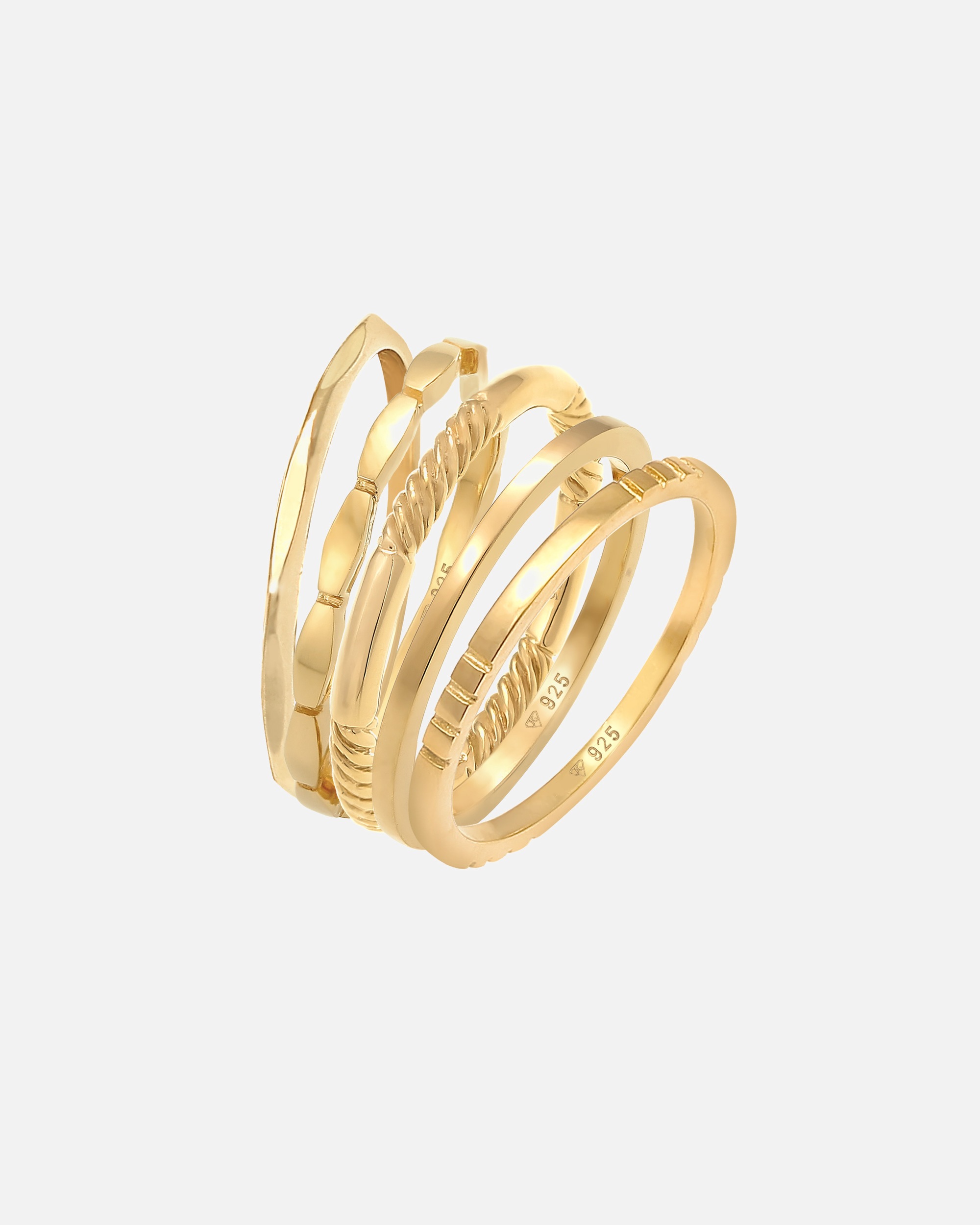 Ring für Weiblich Elli Stapelringe Stacking Bandringe 5er Set 925 Silber 52