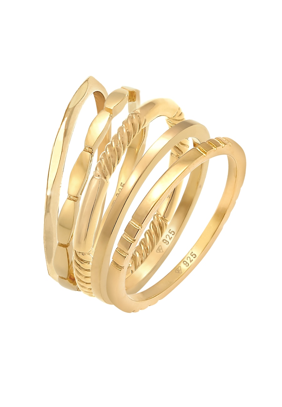 Elli Stapelringe Stacking Bandringe 5er Set 925 Silber 52 Damen