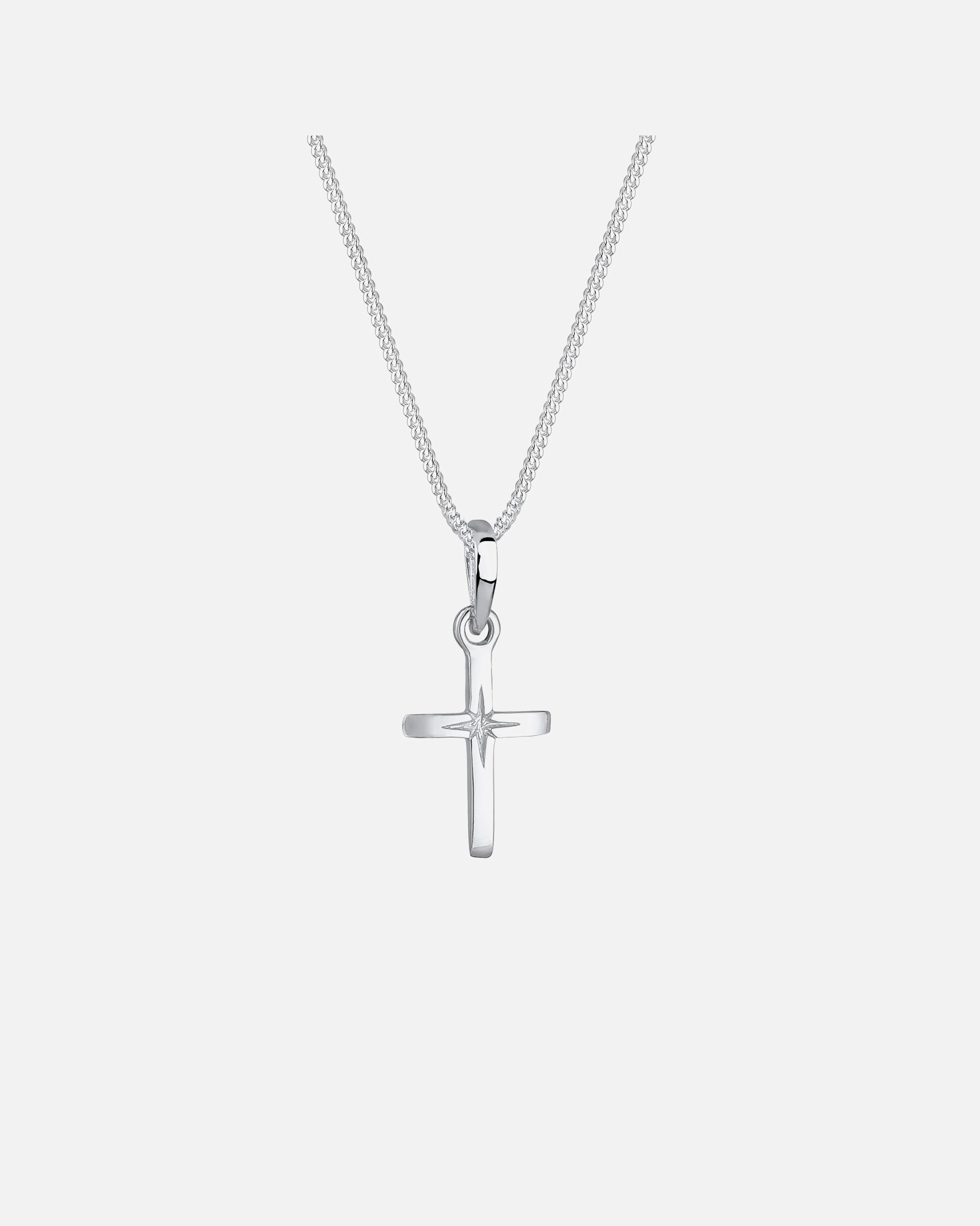 Halskette für Weiblich Elli Kreuz Sterngravur 925 Sterling Silber 50