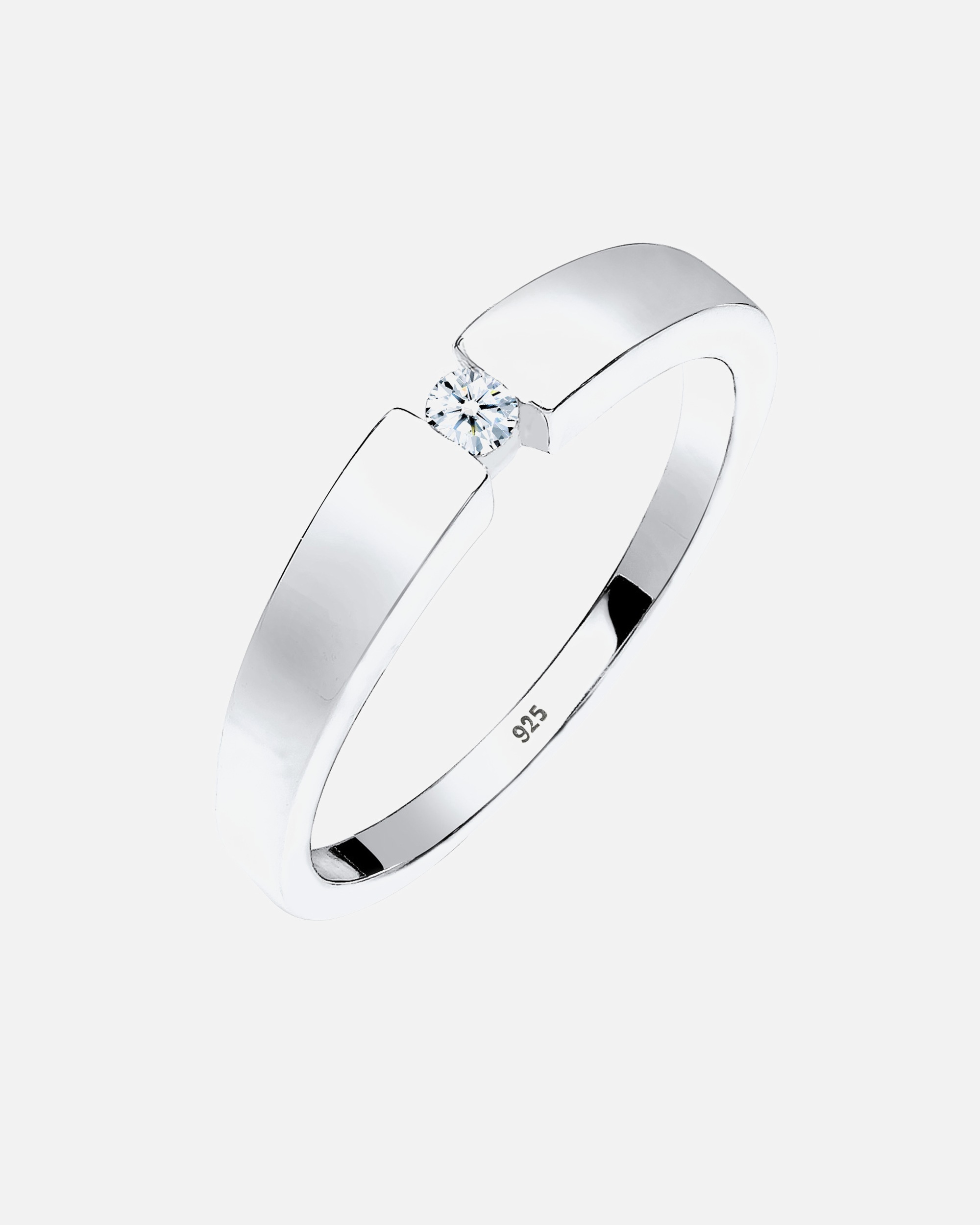 Ring für Weiblich Elli DIAMONDS Klassisch Bandring Diamant 0.06 ct. 925 Silber 54