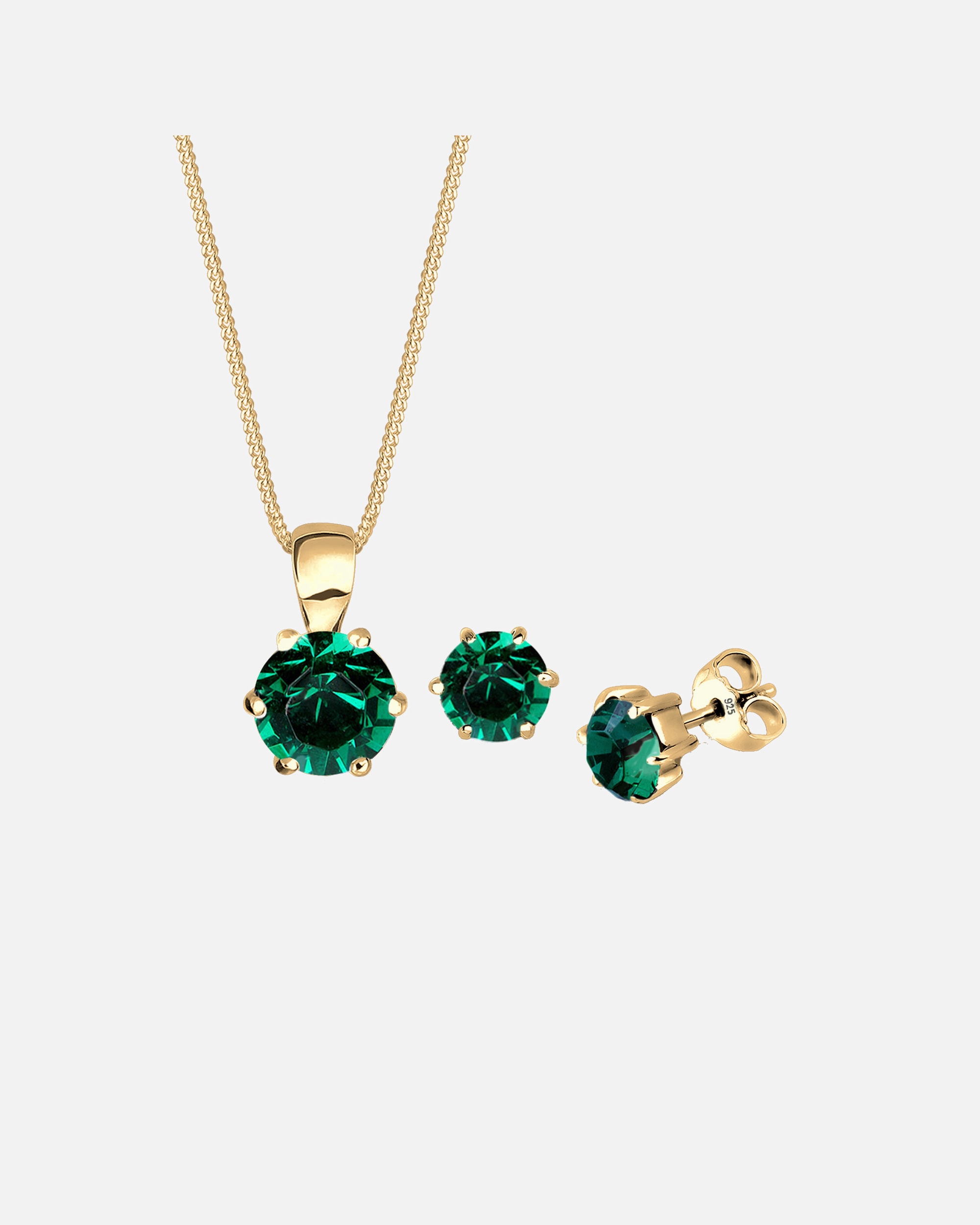 Schmuckset für Weiblich Elli Set Kette Ohrstecker 925 Silber, mit Kristallen von Swarovski® golfarben