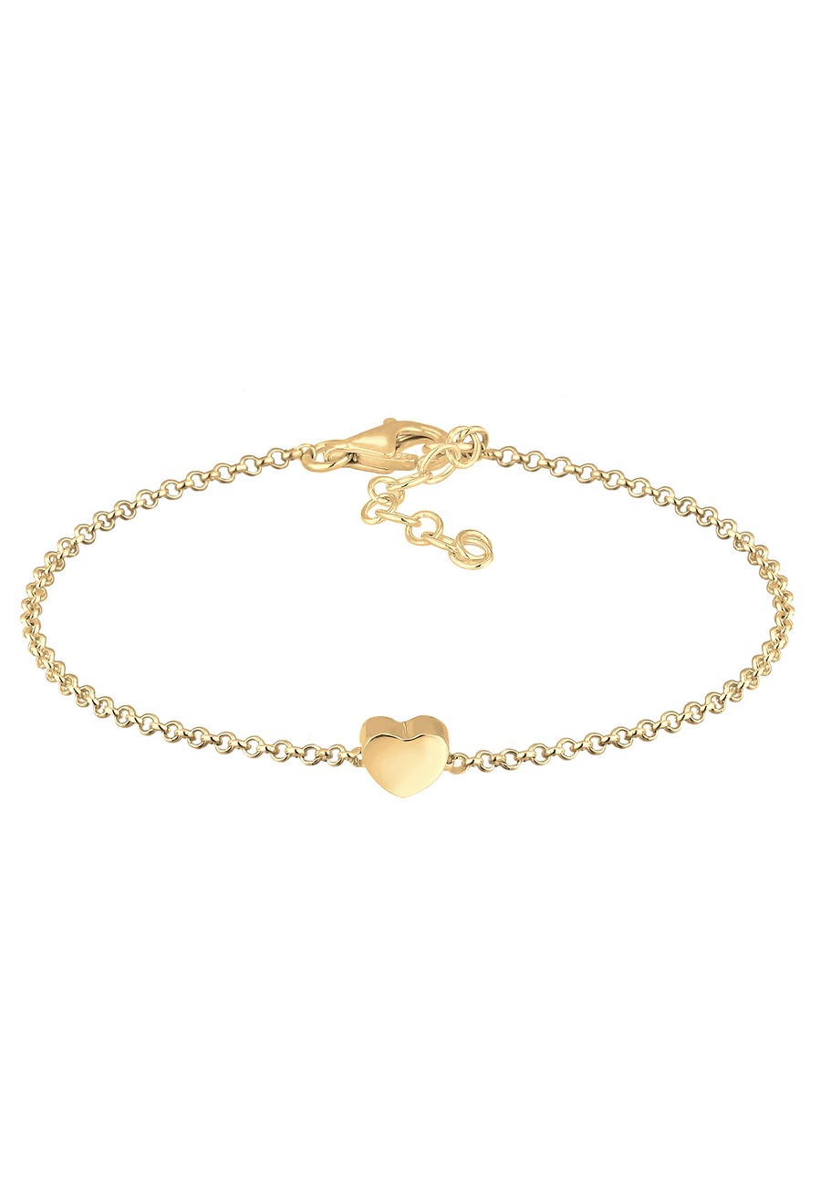 Elli Basic Trend Erbskette Herz Love Liebe 925 Silber goldfarben Damen