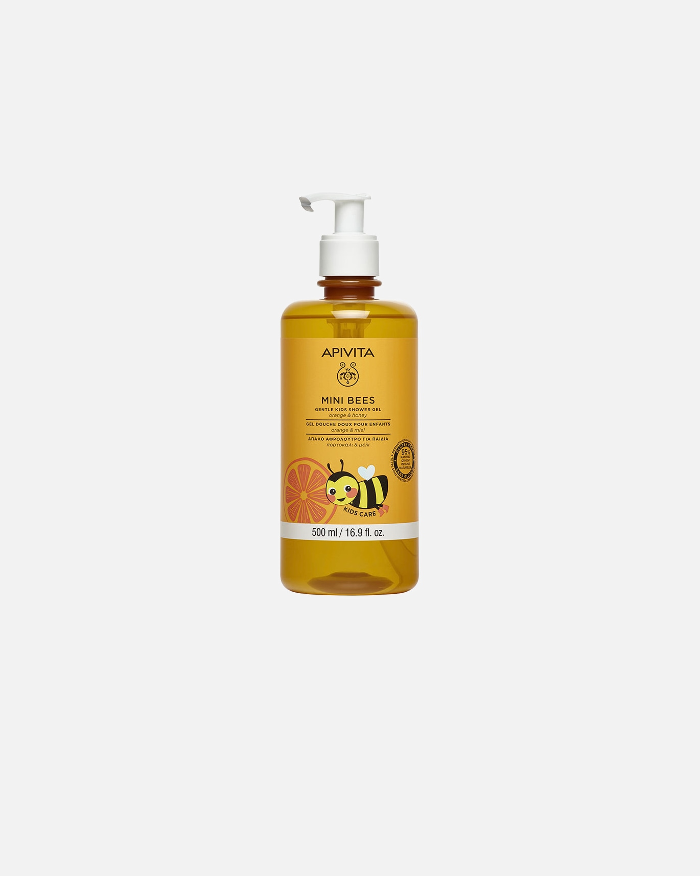Babyduschgel für Unisex Apivita Mini Bees Sanftes Duschgel für Kinder, geeignet für empfindliche Haut 500 ml