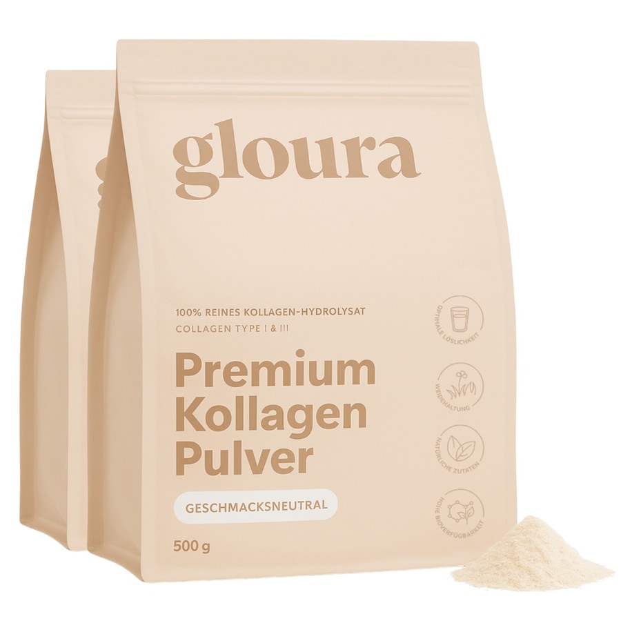 Gloura Premium Kollagen Hydrolysat Pulver (Typ 1 & 3) - Geschmacksneutral Geschmacksneutral, 2x 500g 1000 g