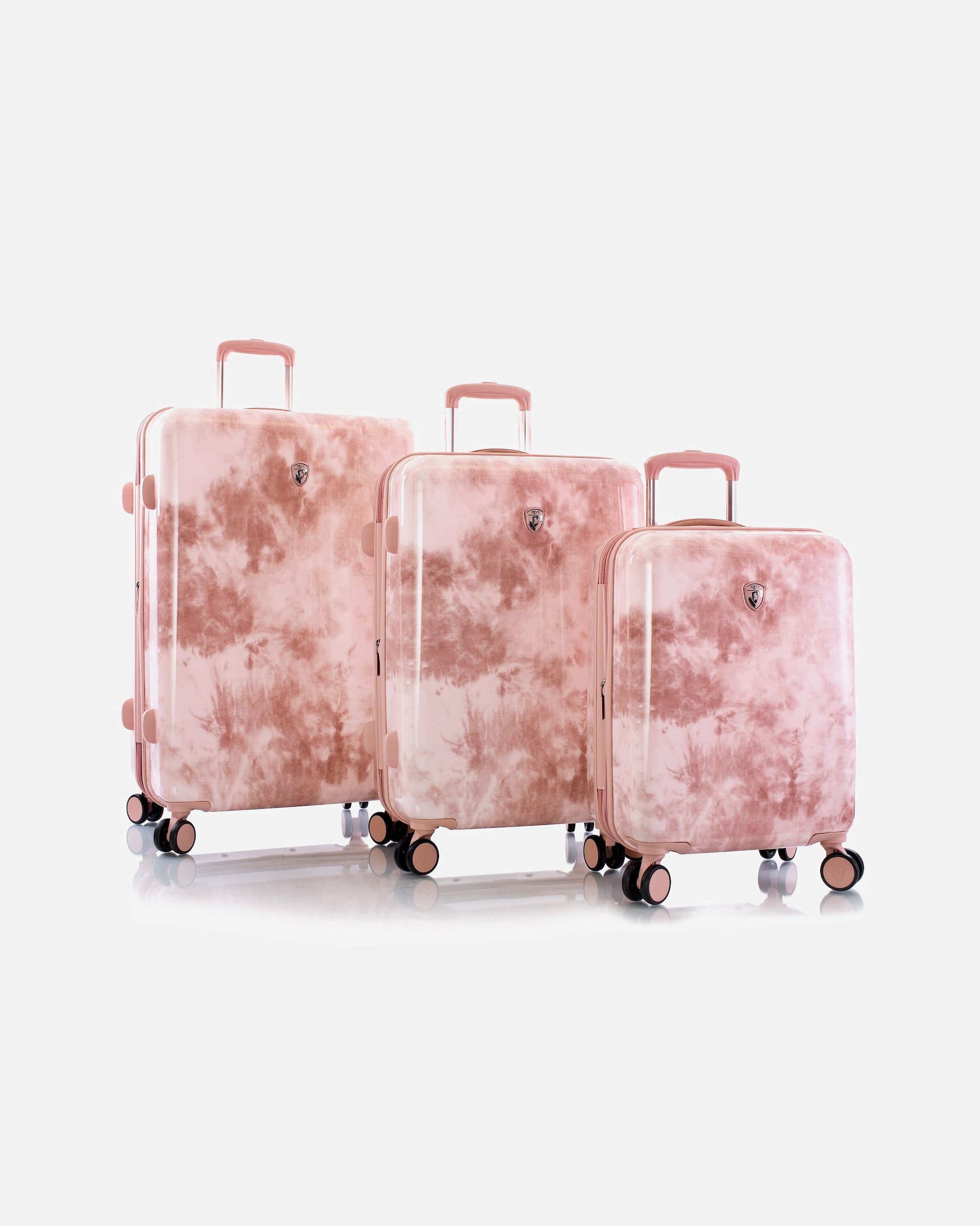 Koffer für Männlich Heys Black Camo 4 Rollen Kofferset 3-teilig mit Dehnfalte rose