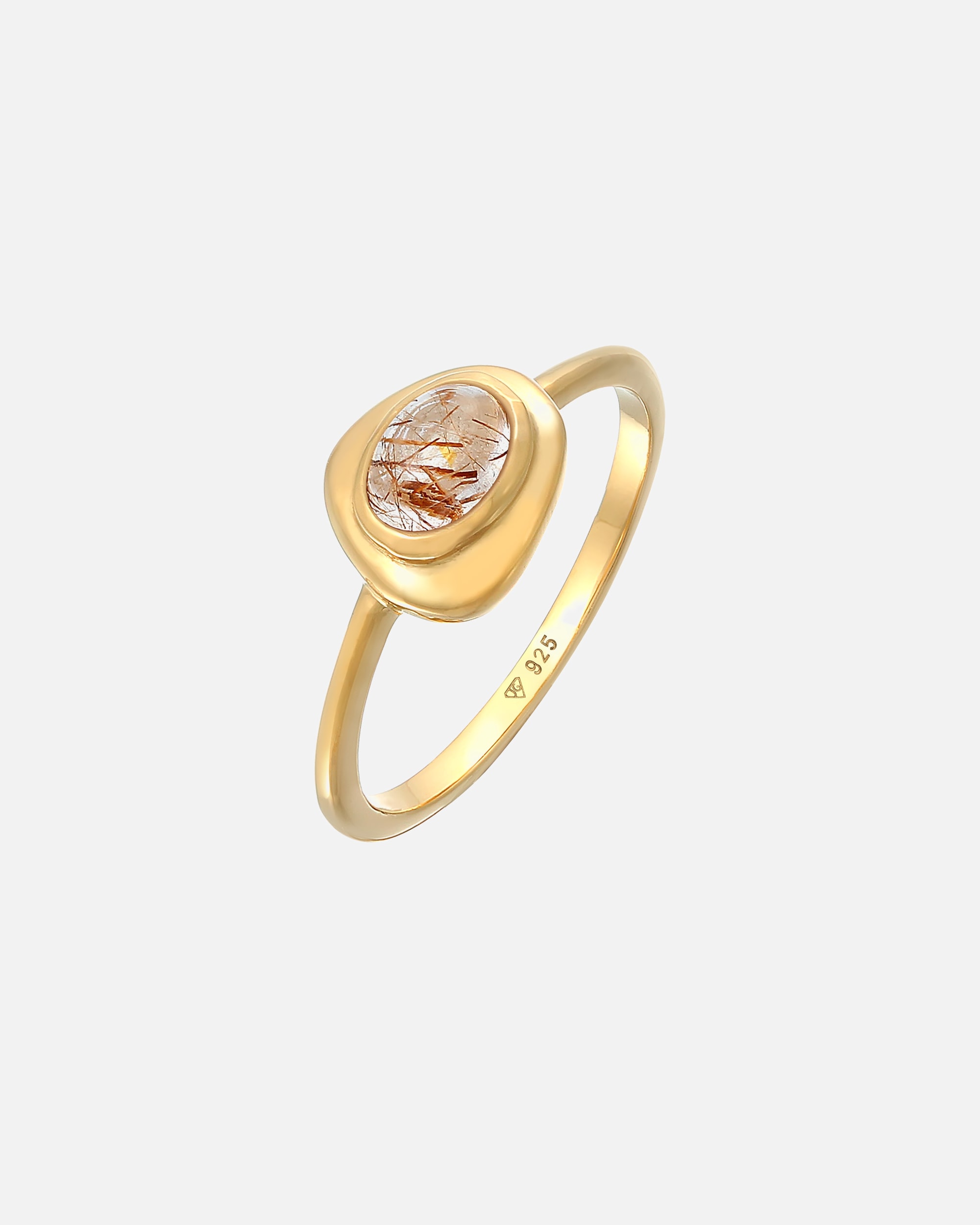Ring für Weiblich Elli PREMIUM Elli PREMIUM Ring Quarz Engelshaar oval 925 Silber vergoldet 54