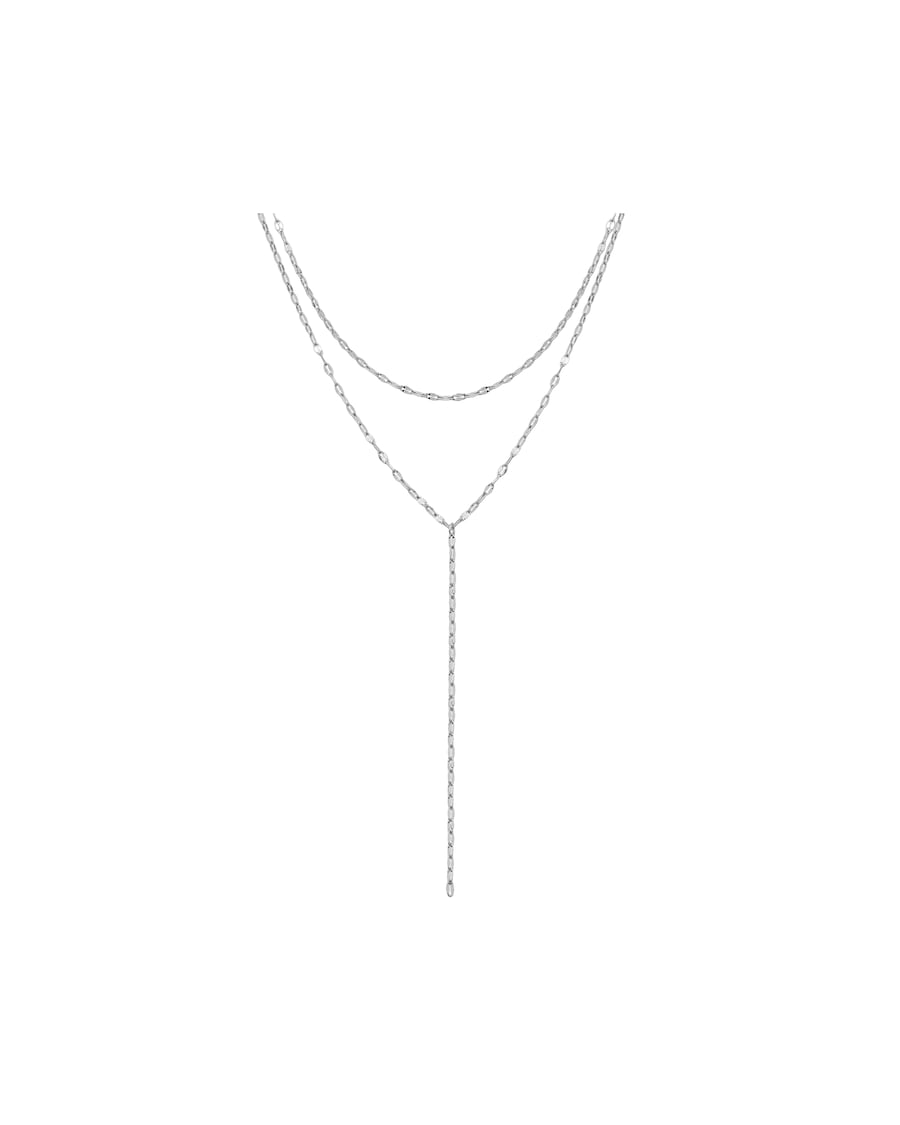 Hey Happiness Zweireihige Rolo-Kette Edelstahl Silber Damen