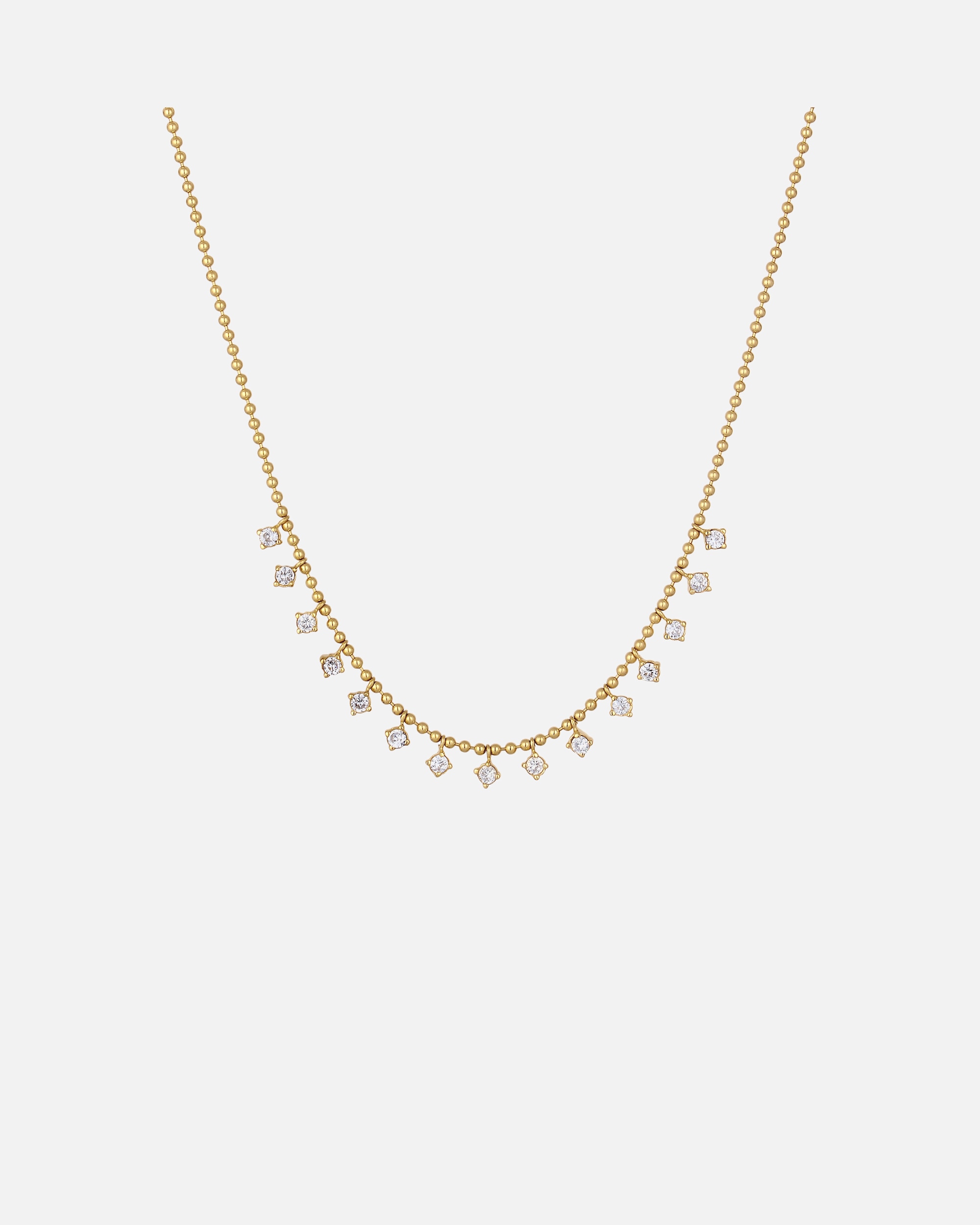 Halskette für Weiblich Elli PREMIUM Kugelkette mit Zirkonia Weiß 925 Sterling Silber goldfarben