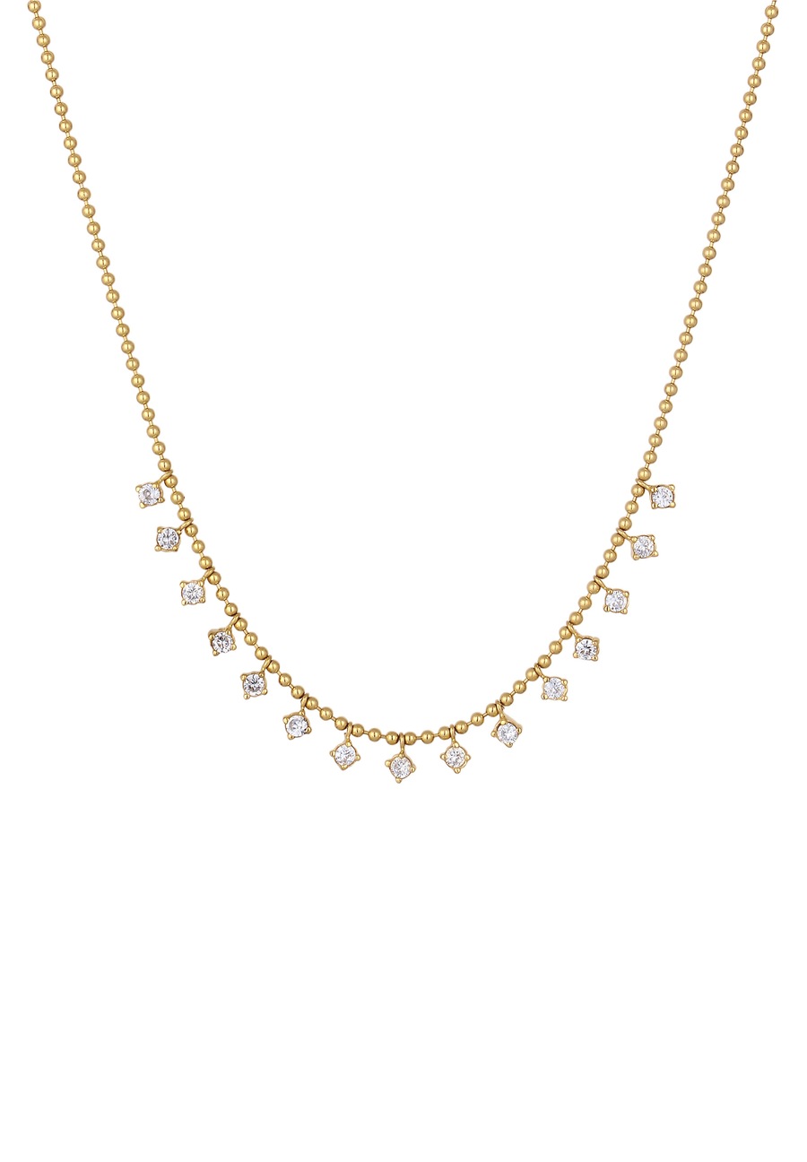 Elli PREMIUM Kugelkette mit Zirkonia Weiß 925 Sterling Silber goldfarben Damen