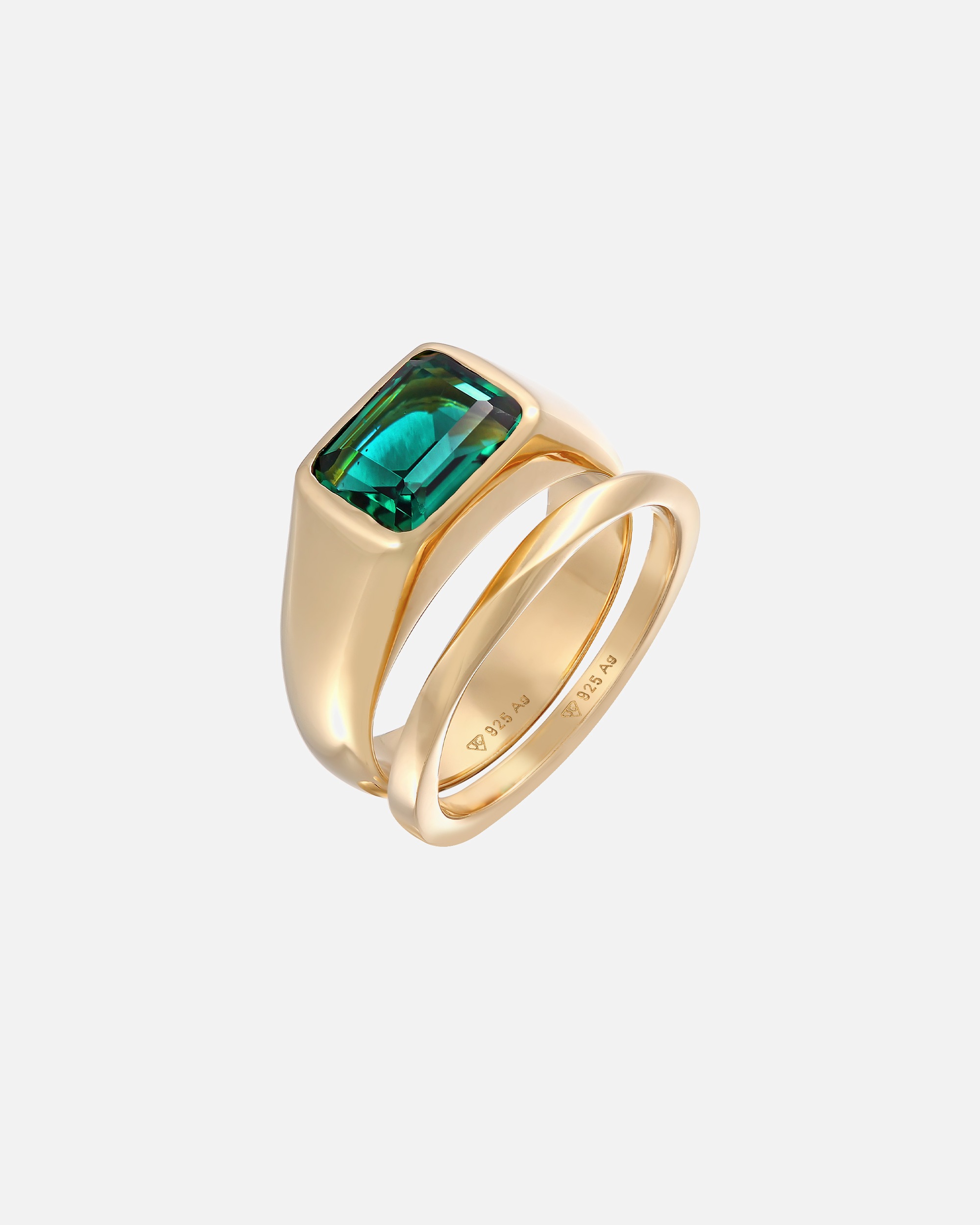 Ring für Weiblich Elli PREMIUM Siegelring Quartz Bandring Set 925 Silber 54