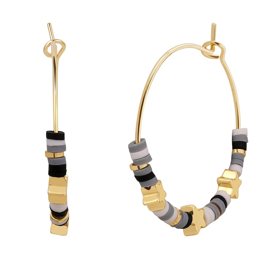 Yokoamii Creolen Sterne aus Messing in Gelbgold mit 32,2 mm Damen