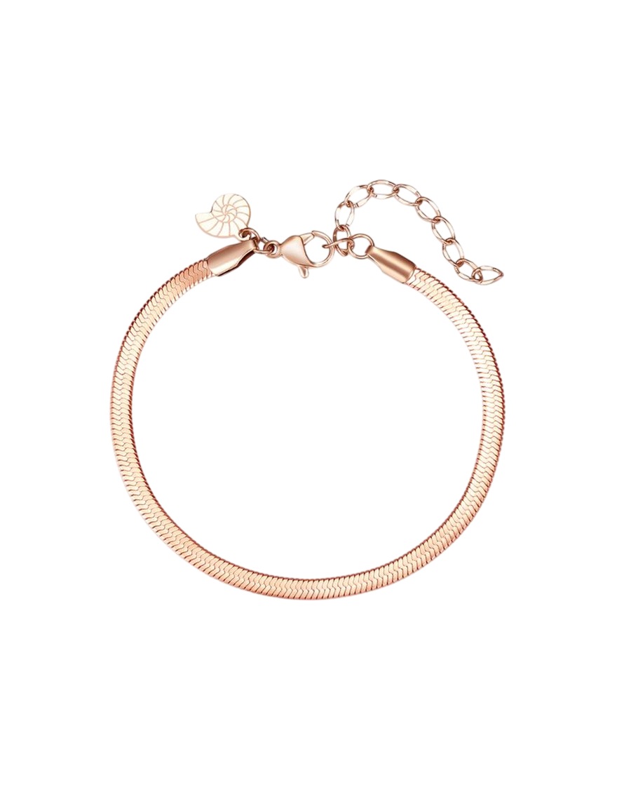 Hey Happiness Roségoldenes Schlangenarmband – Wasserfest & 18K vergoldet 23 Nude Damen