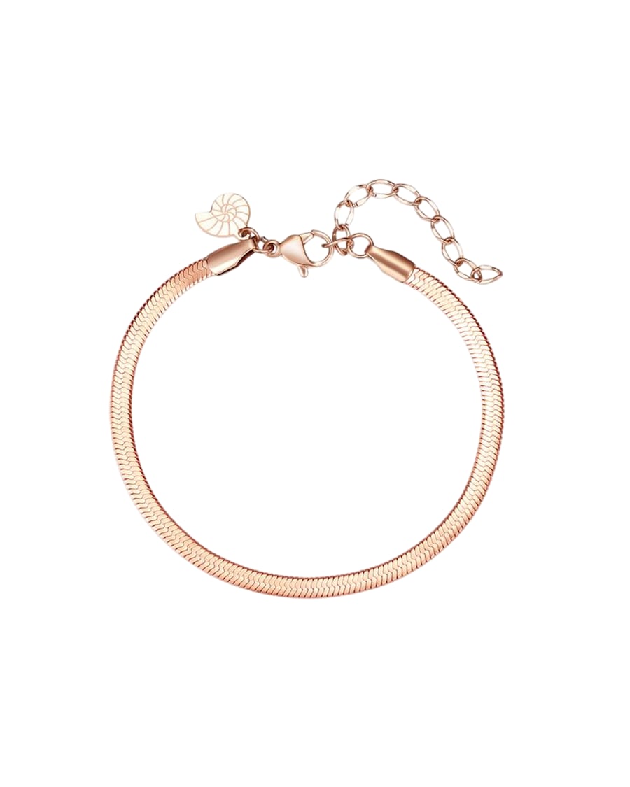 Hey Happiness Roségoldenes Schlangenarmband – Wasserfest & 18K vergoldet 19 Nude Damen
