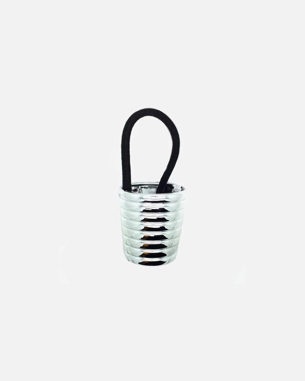 Haargummi für Weiblich SOHO Pferdeschwanz Halter Manschette mit Rillen Silber