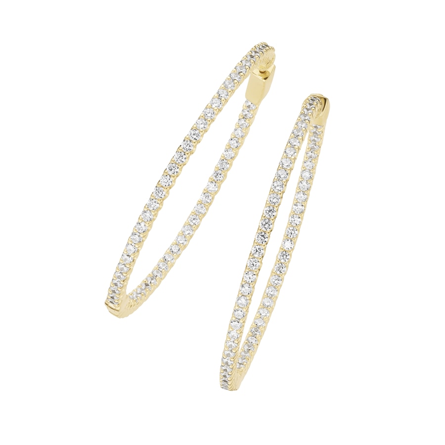 Giorgio Martello Milano Klappcreolen mit funkelnden Zirkonia Steinen, gelb vergoldet, Silber 925 ca. Ø 5cm Gold Damen