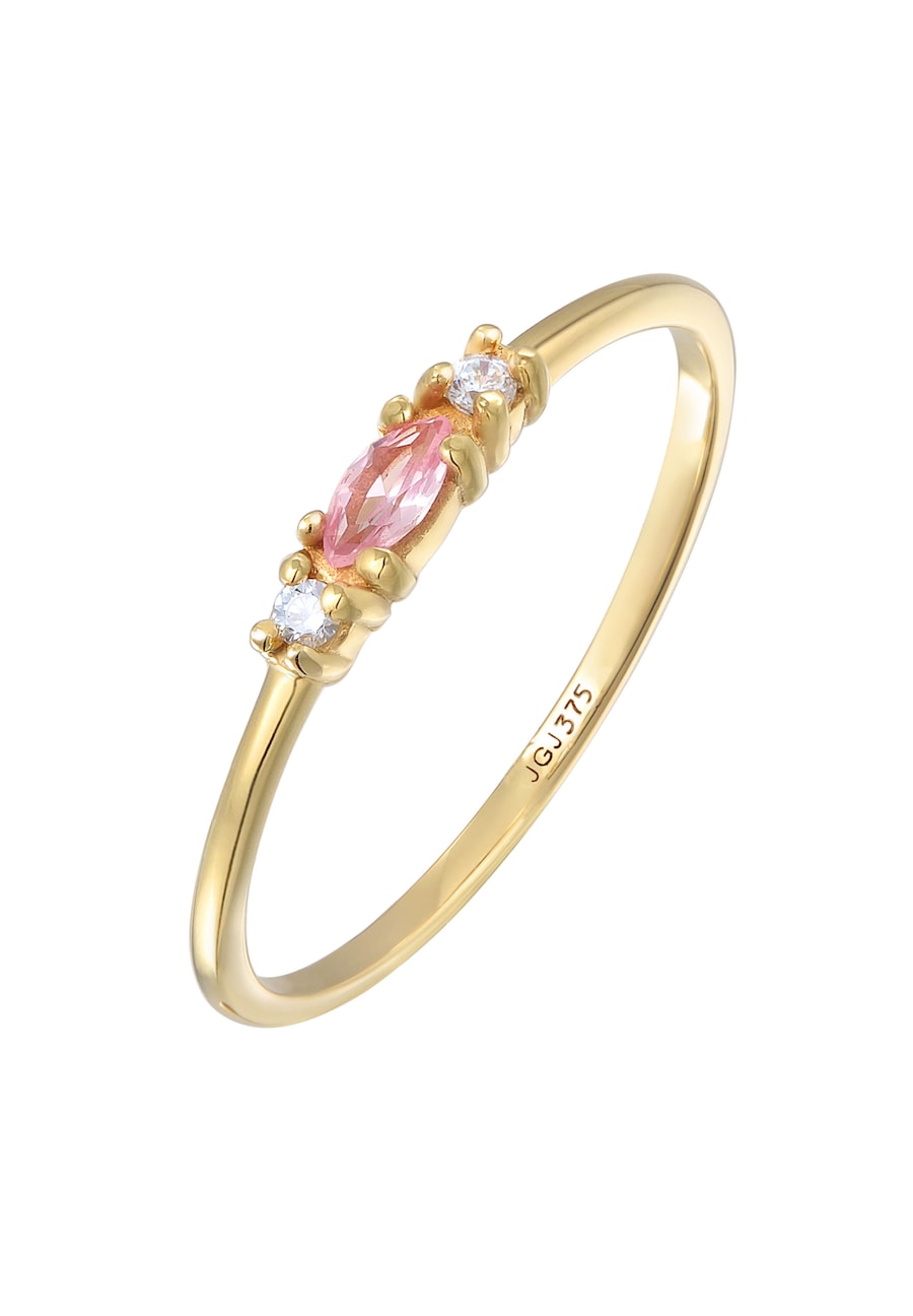 Elli PREMIUM Vintage Zirkonia Marquise synth. Saphir 375 Gelbgold 54 Damen