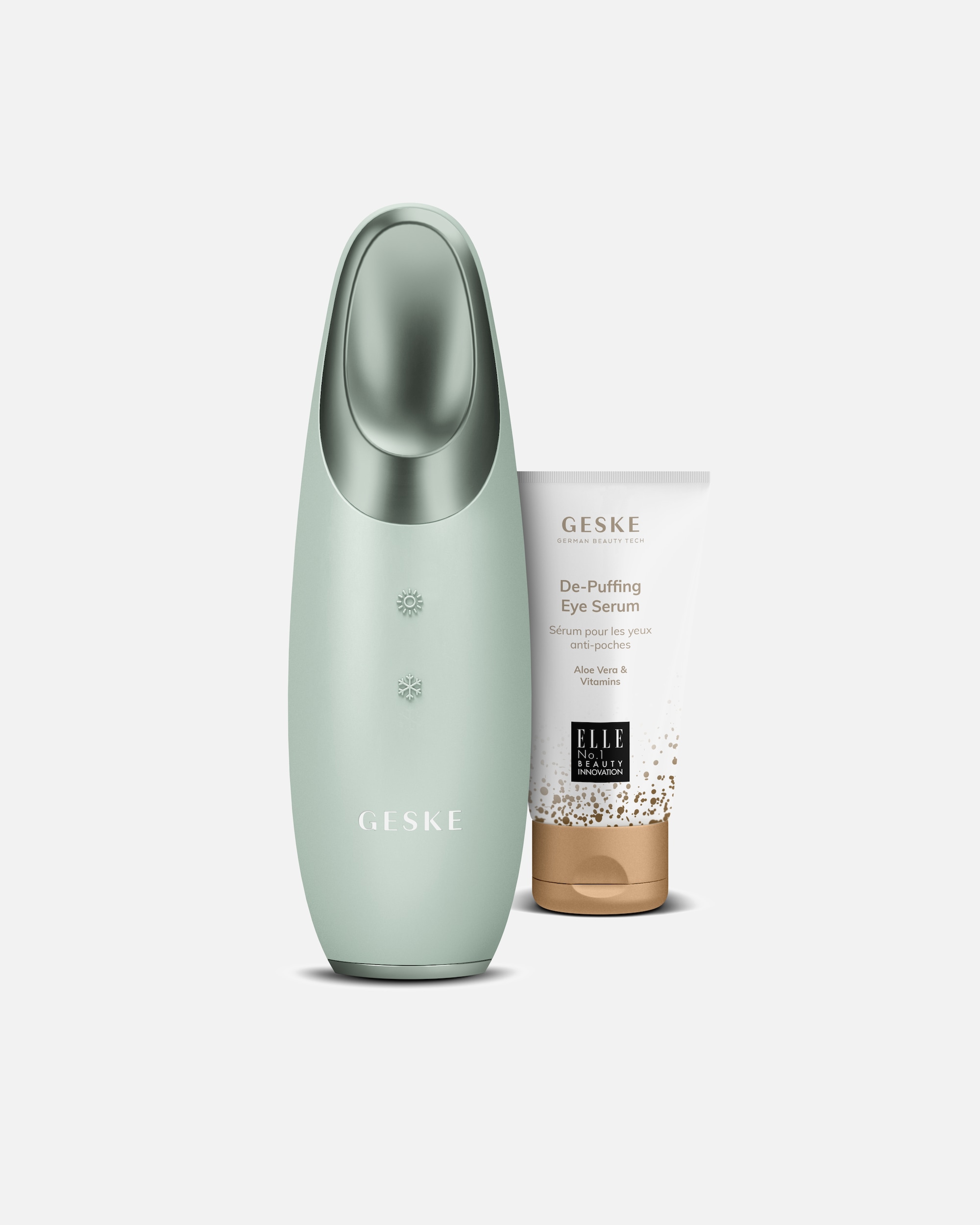Elektrisches Gesichtsmassagegerät für Unisex GESKE Warm & Cool Eye-Energizer 6 in 1 inkl. De-Puffing Eye-Serum Mint