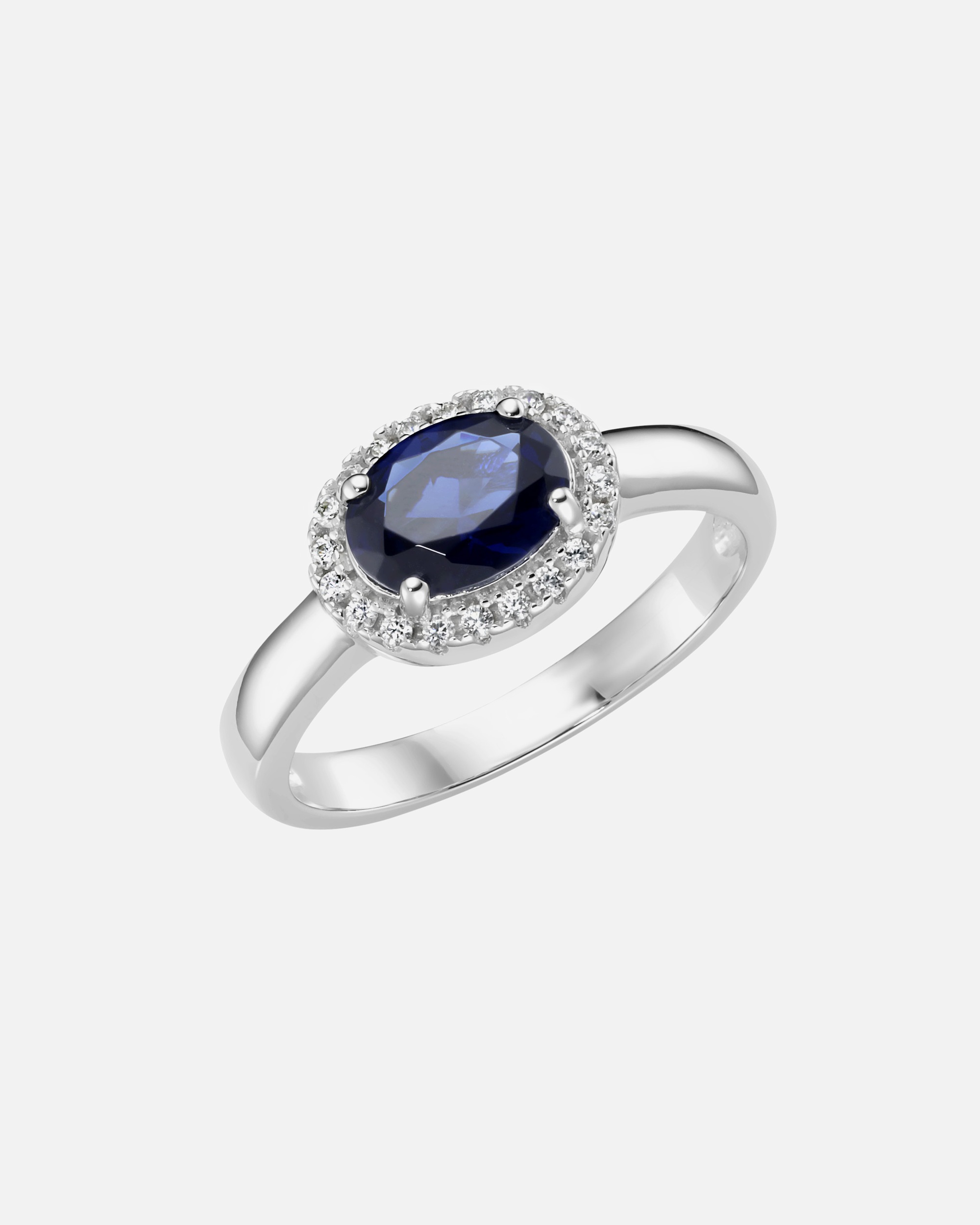 Ring für Unisex Smart Jewel Ring mit Zirkonia und blauem Kristallstein, Silber 925 54