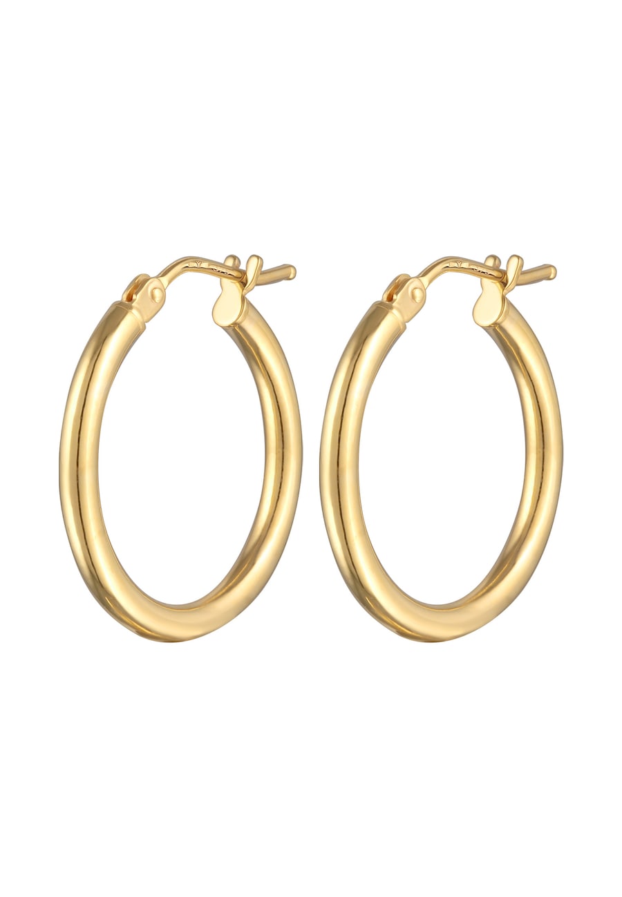 Elli PREMIUM Creolen Basic Bügelverschluss 15mm 375er Gelbgold OneSize Damen