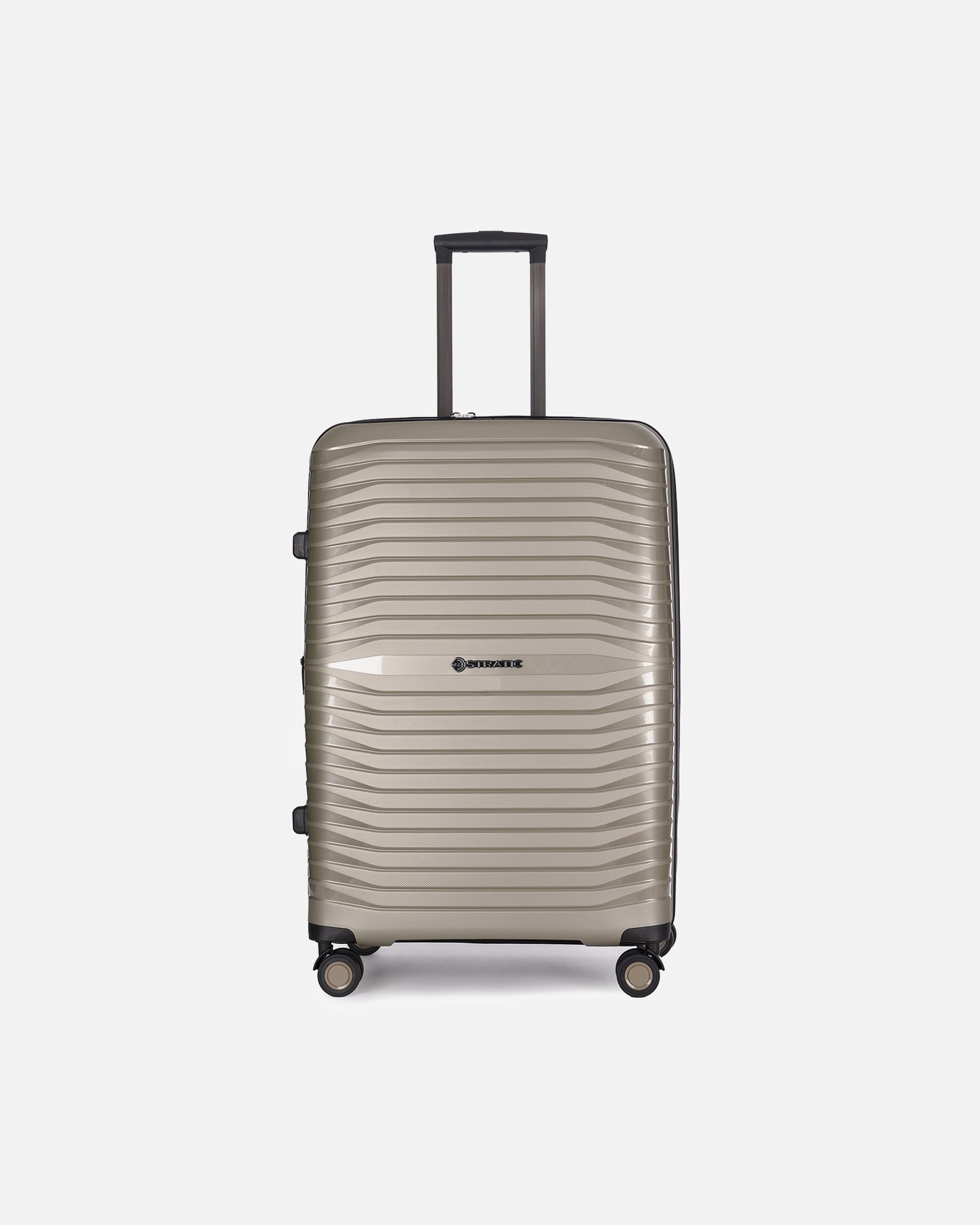 Trolley für Männlich Stratic Bright+ 4 Rollen Trolley L 76 cm mit Dehnfalte champagne