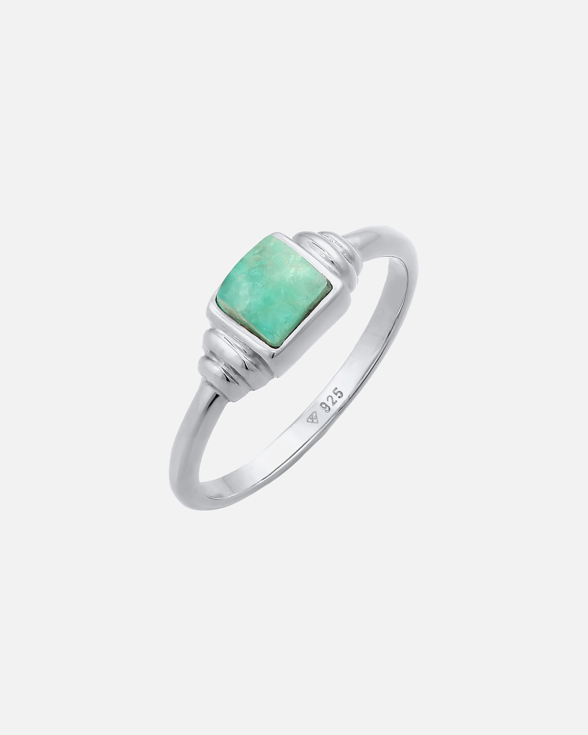 Ring für Weiblich Elli PREMIUM Amazonit Edelstein Quadrat Vintage 925 Silber 56