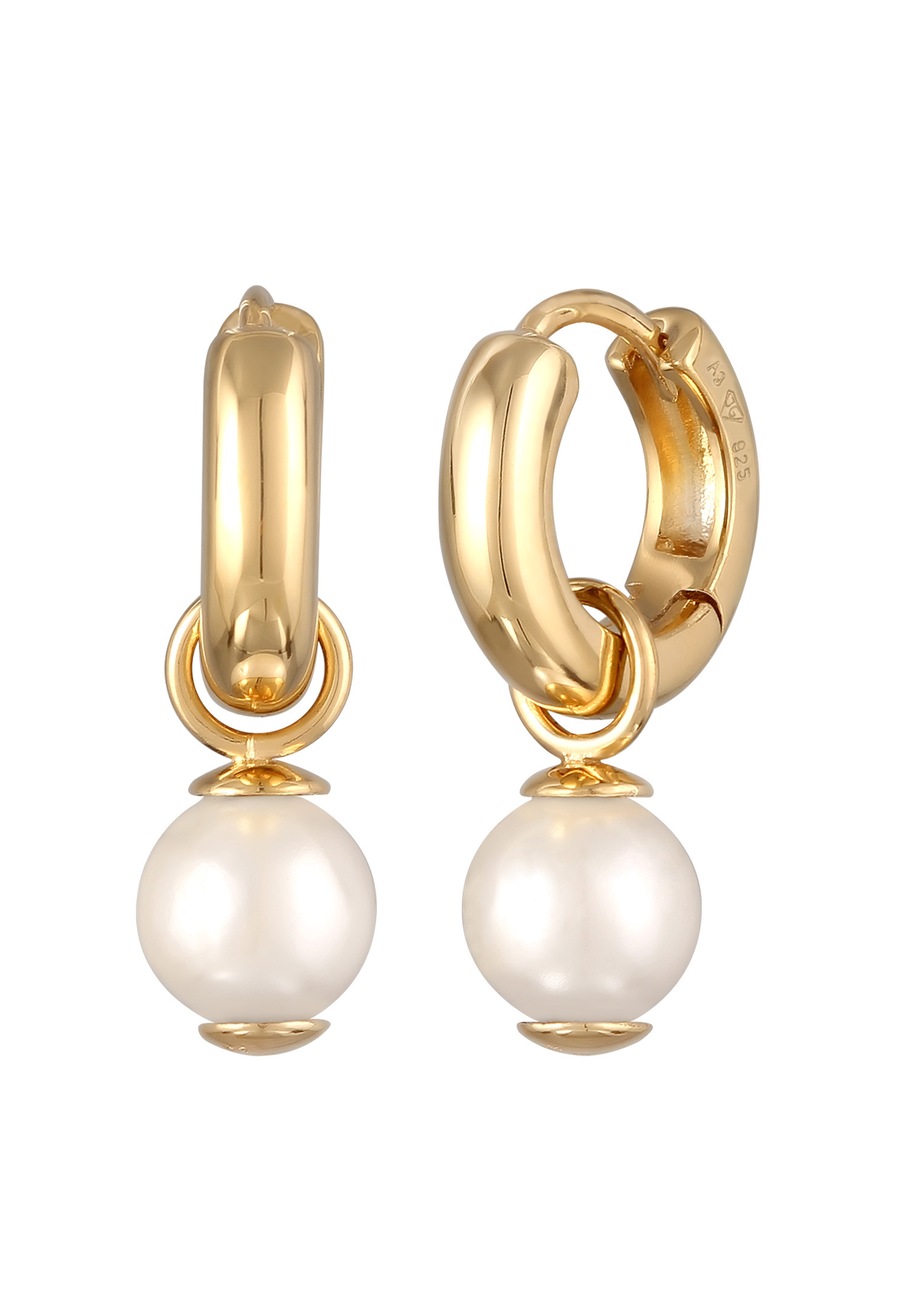 KUZZOI Scharnier Creolen Perlen Anhänger 925 Silber goldfarben Herren