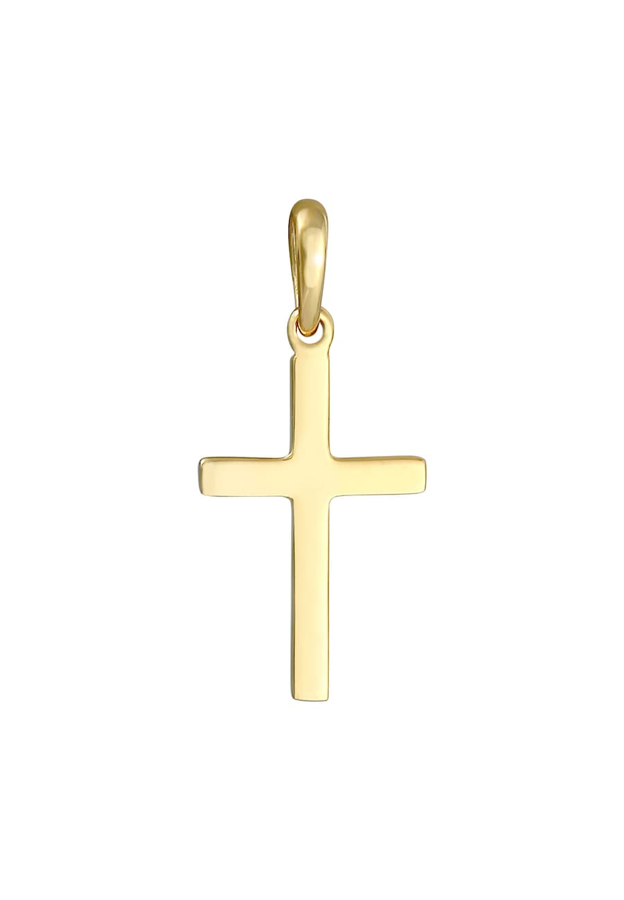 Elli Kreuz Schlicht Glaube Religion 925 Silber goldfarben Damen
