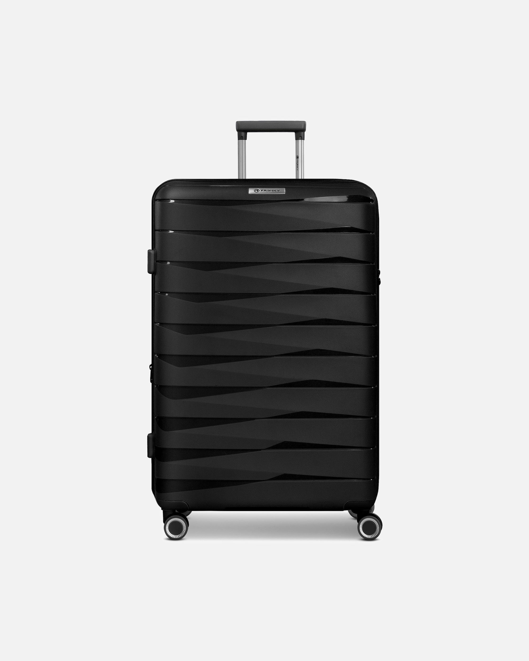 Koffer für Männlich Franky London 4 Rollen Trolley L 74 cm mit Dehnfalte black