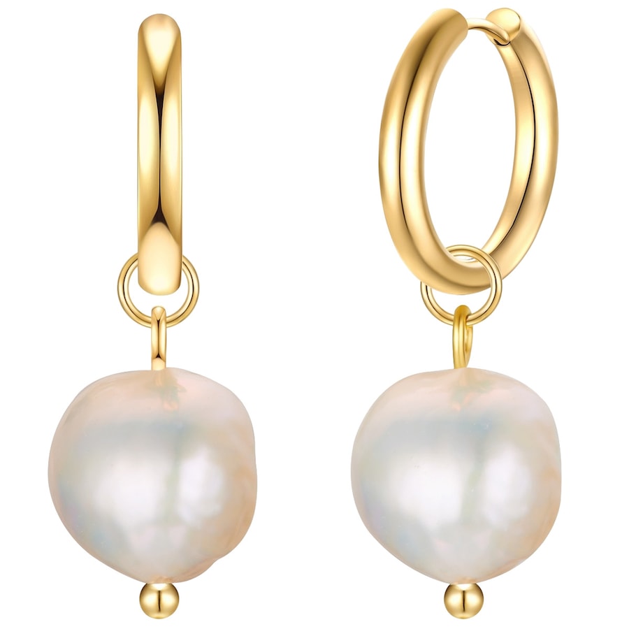 Eastside Creolen Edelstahl Süßwasser-Zuchtperle in Gelbgold Gold Damen